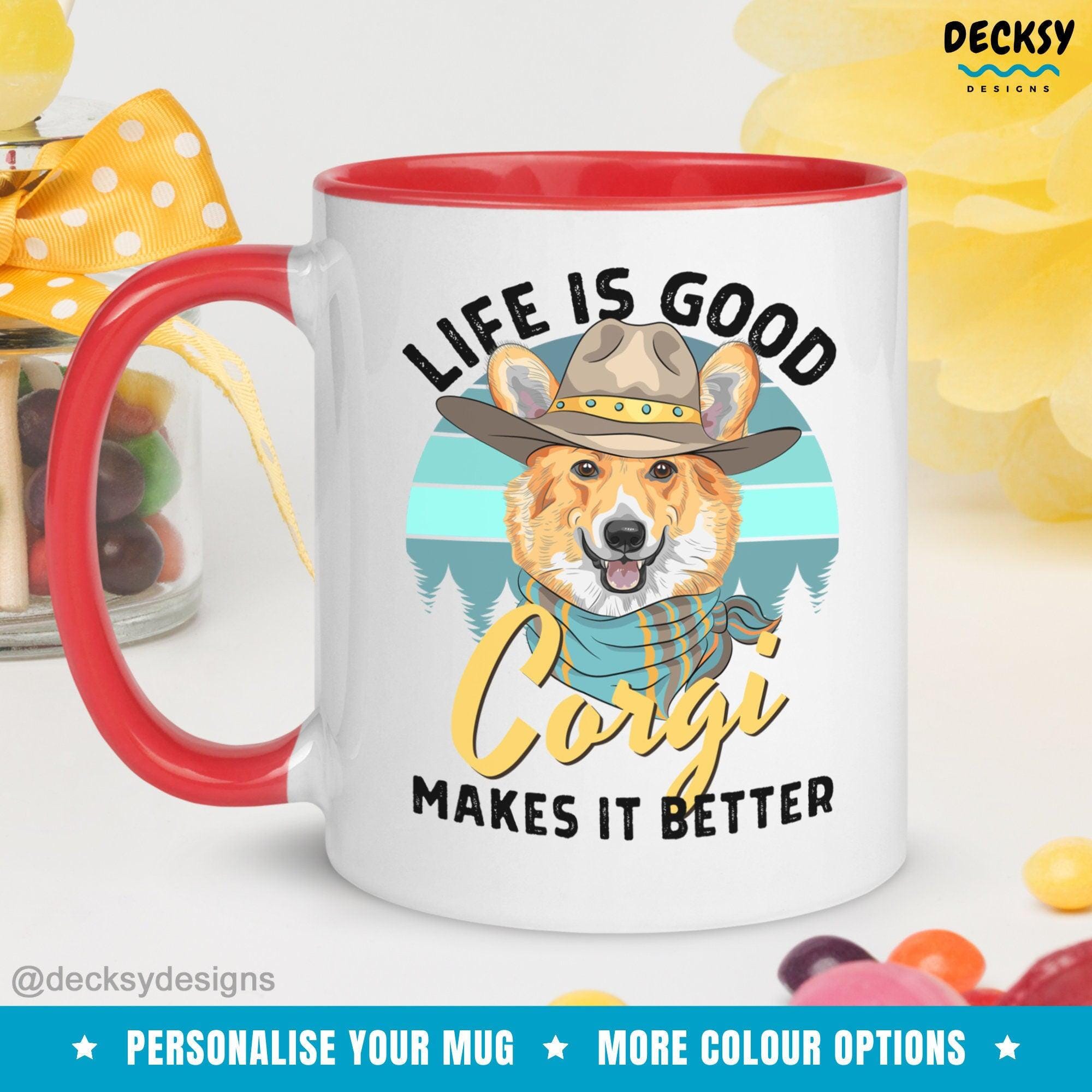 Corgi Lover Gift, Corgi Coffee Mug-Home & Living:Kitchen & Dining:Drink & Barware:Drinkware:Mugs-DecksyDesigns-White Mug 11 oz-NO PERSONALISATION-DecksyDesigns