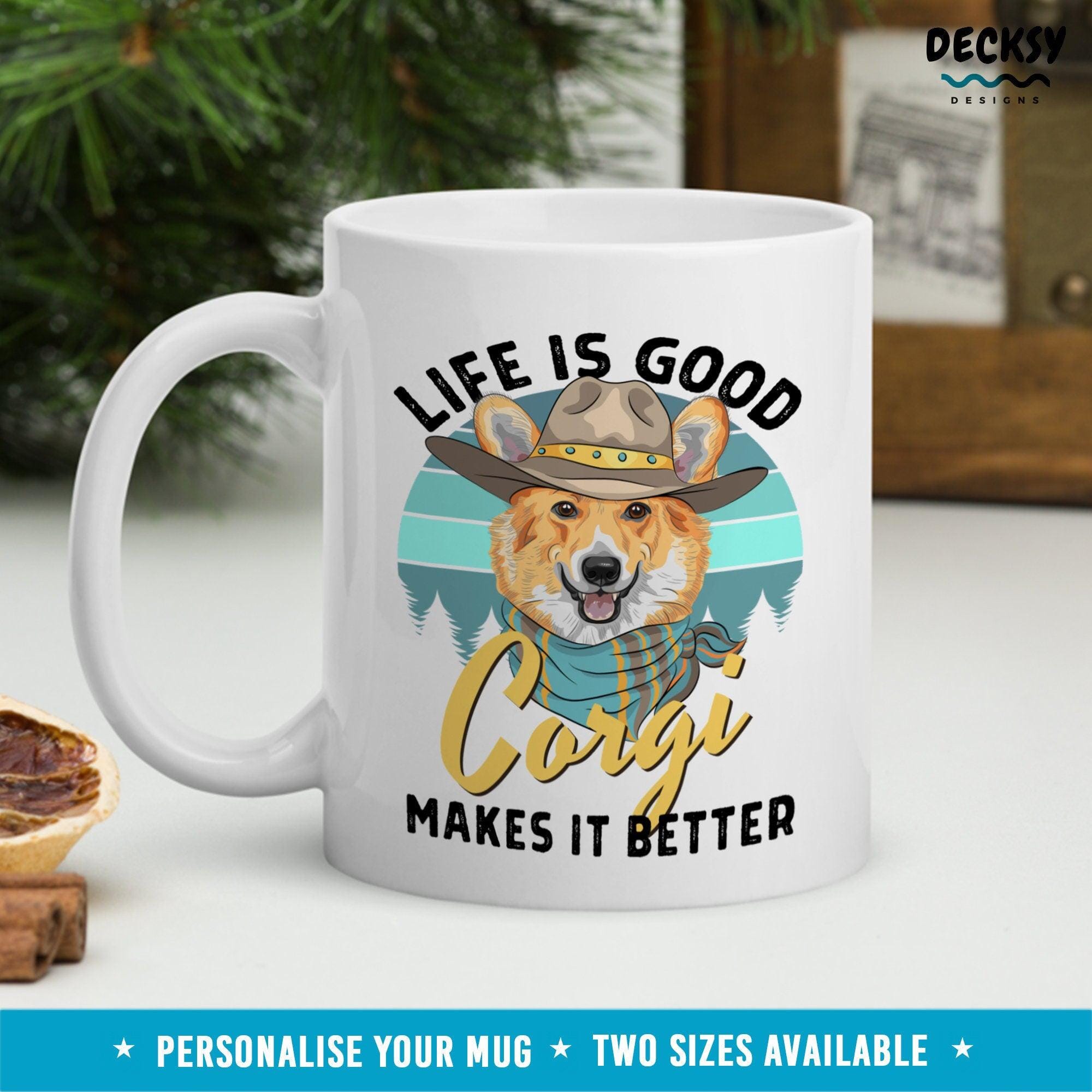 Corgi Lover Gift, Corgi Coffee Mug-Home & Living:Kitchen & Dining:Drink & Barware:Drinkware:Mugs-DecksyDesigns-White Mug 11 oz-NO PERSONALISATION-DecksyDesigns