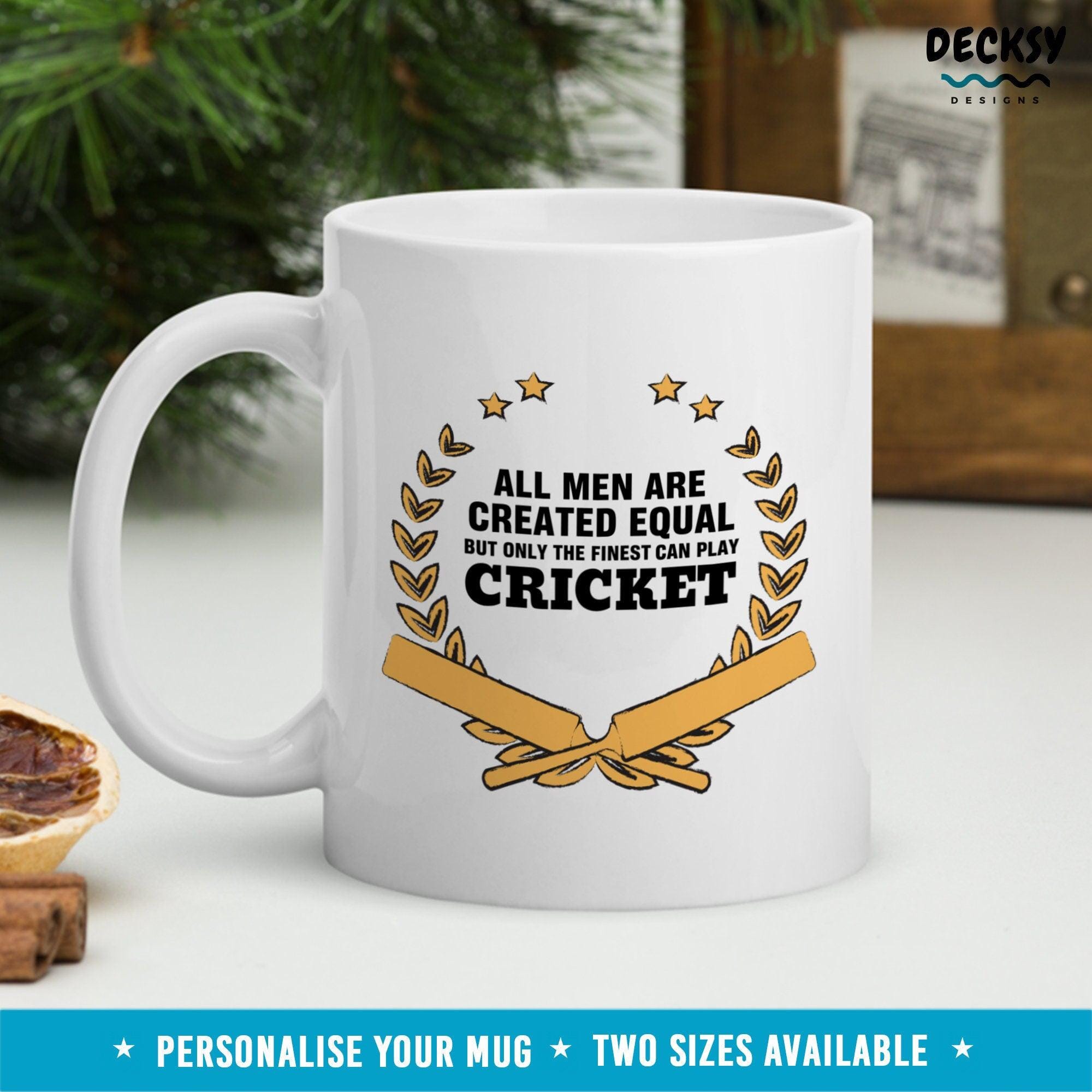 Cricket Mug Funny, Custom Cricketer Gift For Men-Home & Living:Kitchen & Dining:Drink & Barware:Drinkware:Mugs-DecksyDesigns-White Mug 11 oz-NO PERSONALISATION-DecksyDesigns