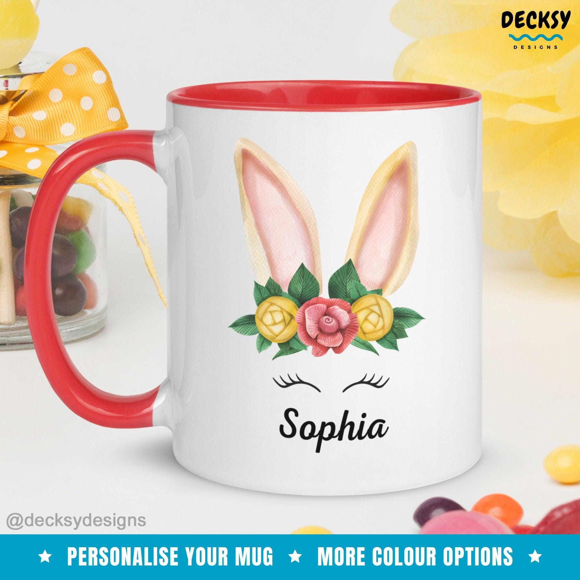 Custom Easter Name Mug Gift, Easter Bunny Mug-Home & Living:Kitchen & Dining:Drink & Barware:Drinkware:Mugs-DecksyDesigns-White Mug 11 oz-Font #1-DecksyDesigns