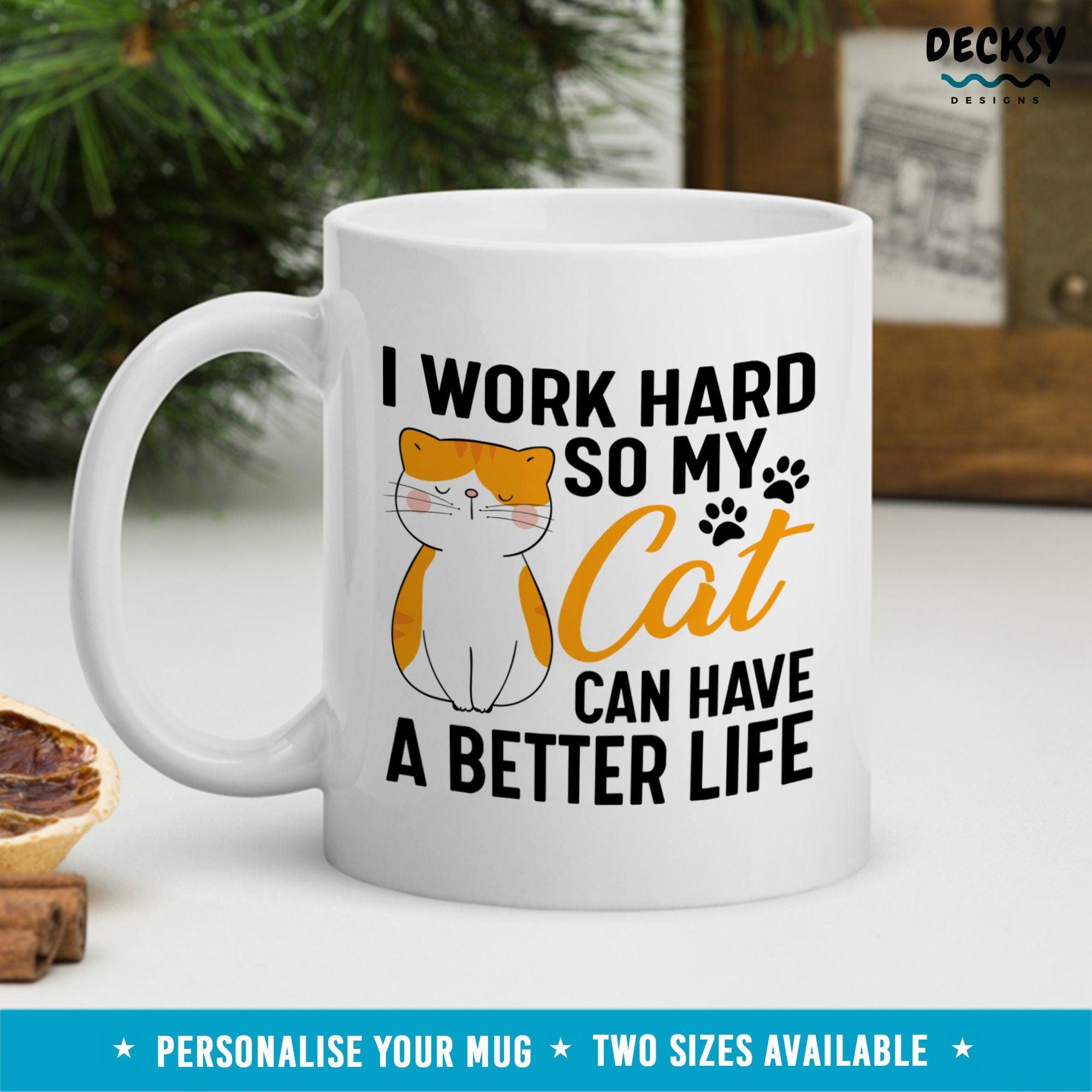 Cute Cat Mug, Cat Lover Gift-Home & Living:Kitchen & Dining:Drink & Barware:Drinkware:Mugs-DecksyDesigns-11 Oz-NO PERSONALISATION-DecksyDesigns