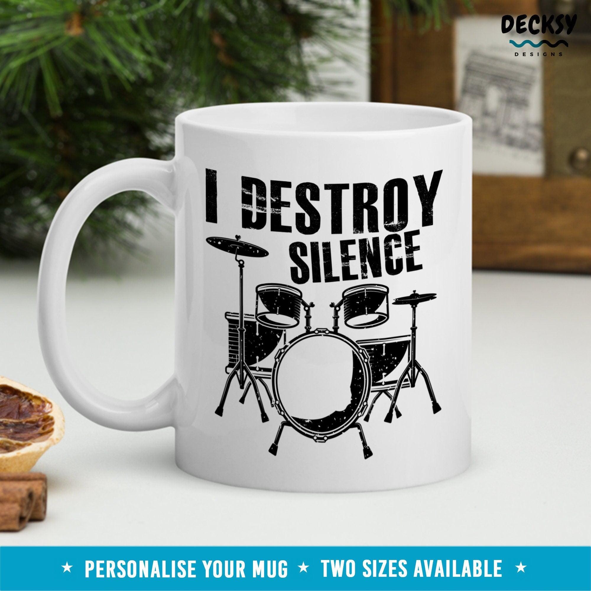 Drummer Coffee Mug, Gift For Drum Player-Home & Living:Kitchen & Dining:Drink & Barware:Drinkware:Mugs-DecksyDesigns-11 Oz-NO PERSONALISATION-DecksyDesigns