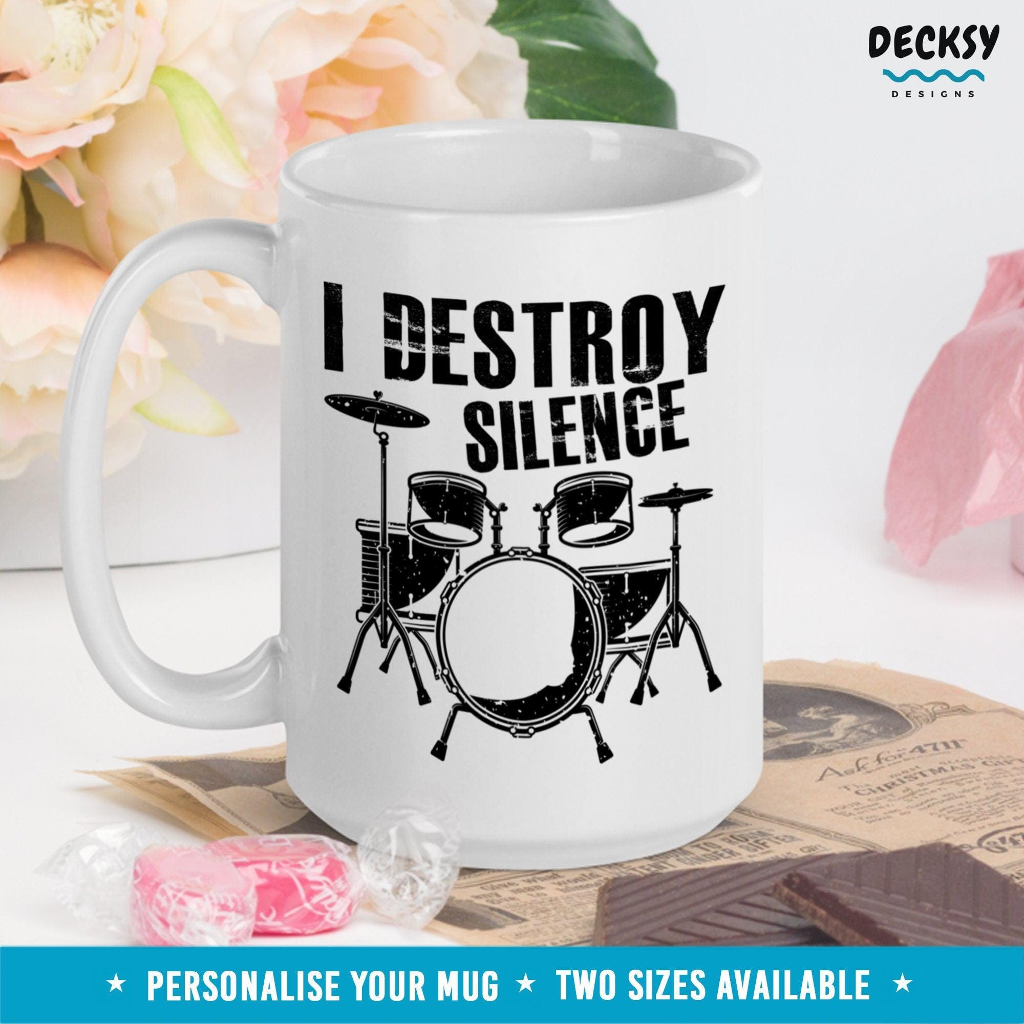 Drummer Coffee Mug, Gift For Drum Player-Home & Living:Kitchen & Dining:Drink & Barware:Drinkware:Mugs-DecksyDesigns-11 Oz-NO PERSONALISATION-DecksyDesigns