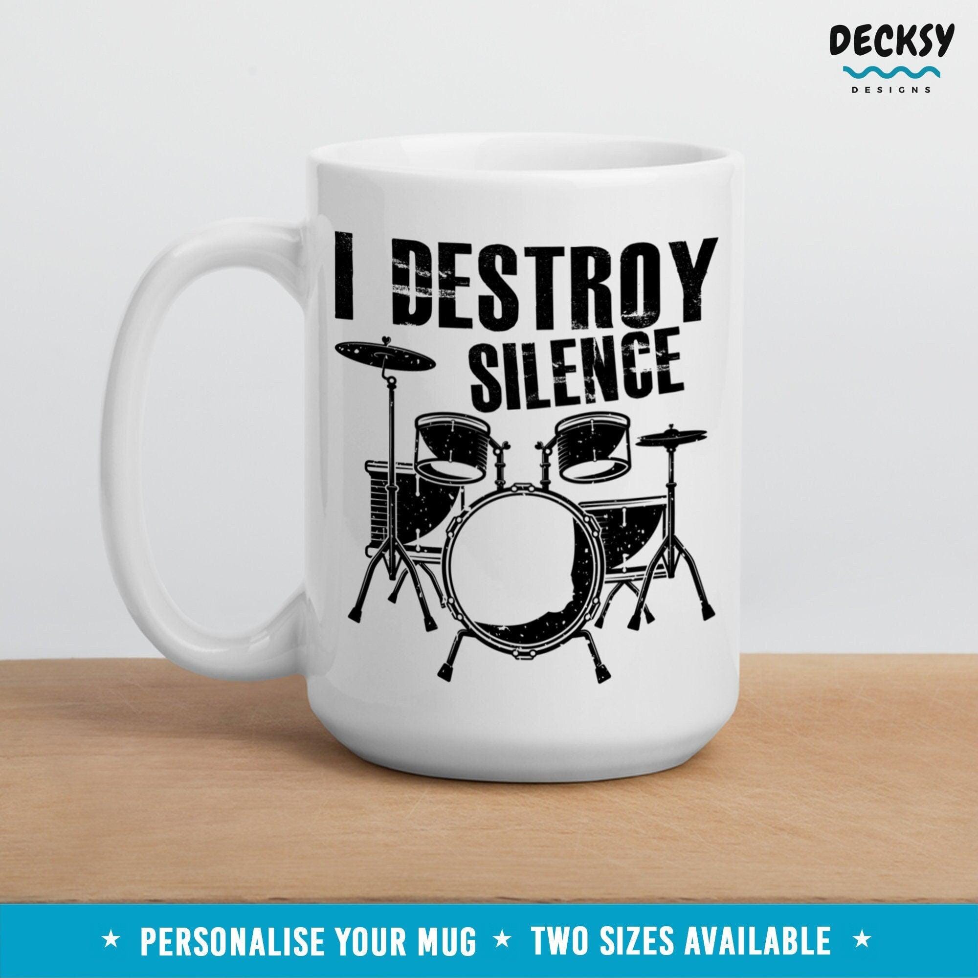 Drummer Coffee Mug, Gift For Drum Player-Home & Living:Kitchen & Dining:Drink & Barware:Drinkware:Mugs-DecksyDesigns-11 Oz-NO PERSONALISATION-DecksyDesigns