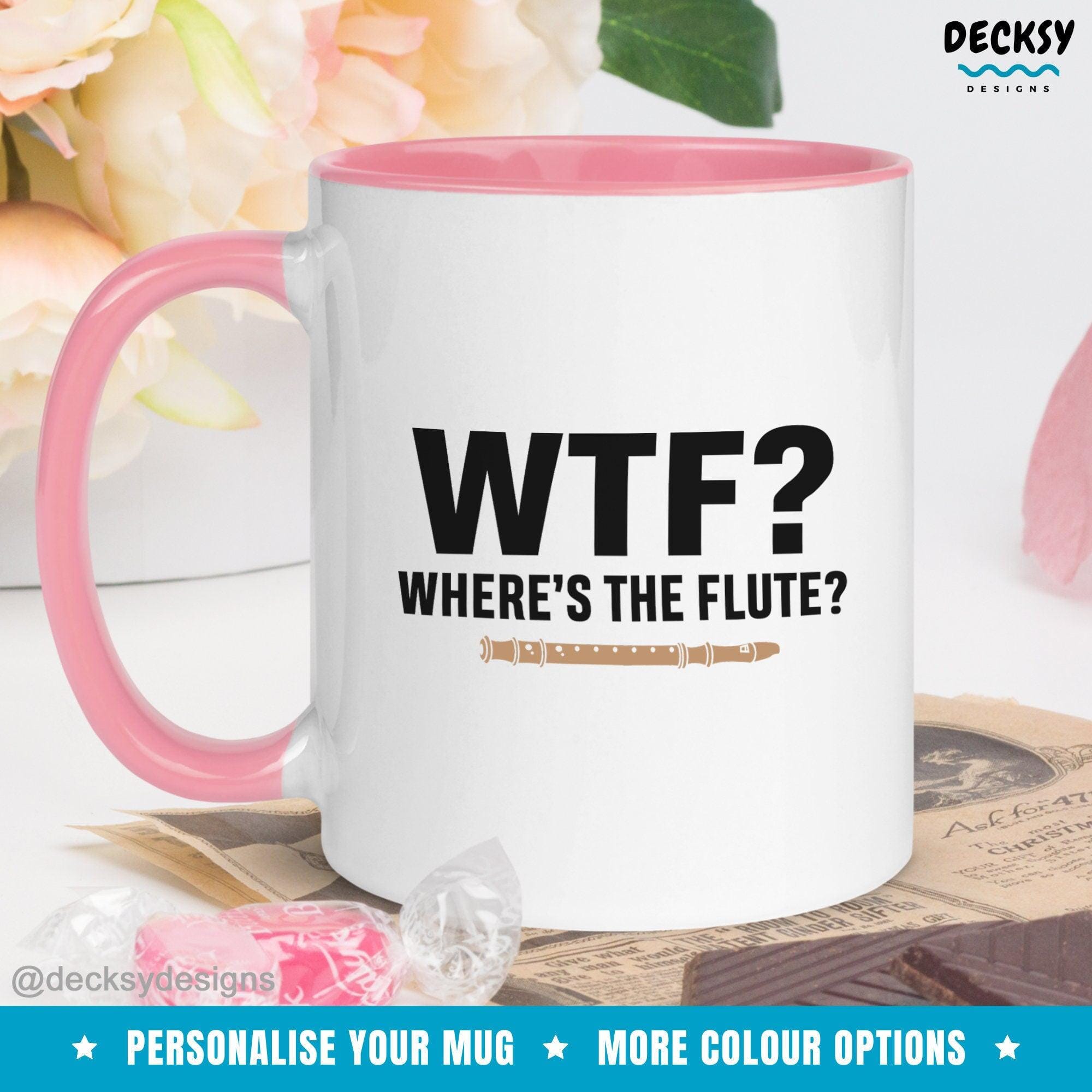 Flute Coffee Mug, Funny Gift for Flutist-Home & Living:Kitchen & Dining:Drink & Barware:Drinkware:Mugs-DecksyDesigns-White Mug 11 oz-NO PERSONALISATION-DecksyDesigns