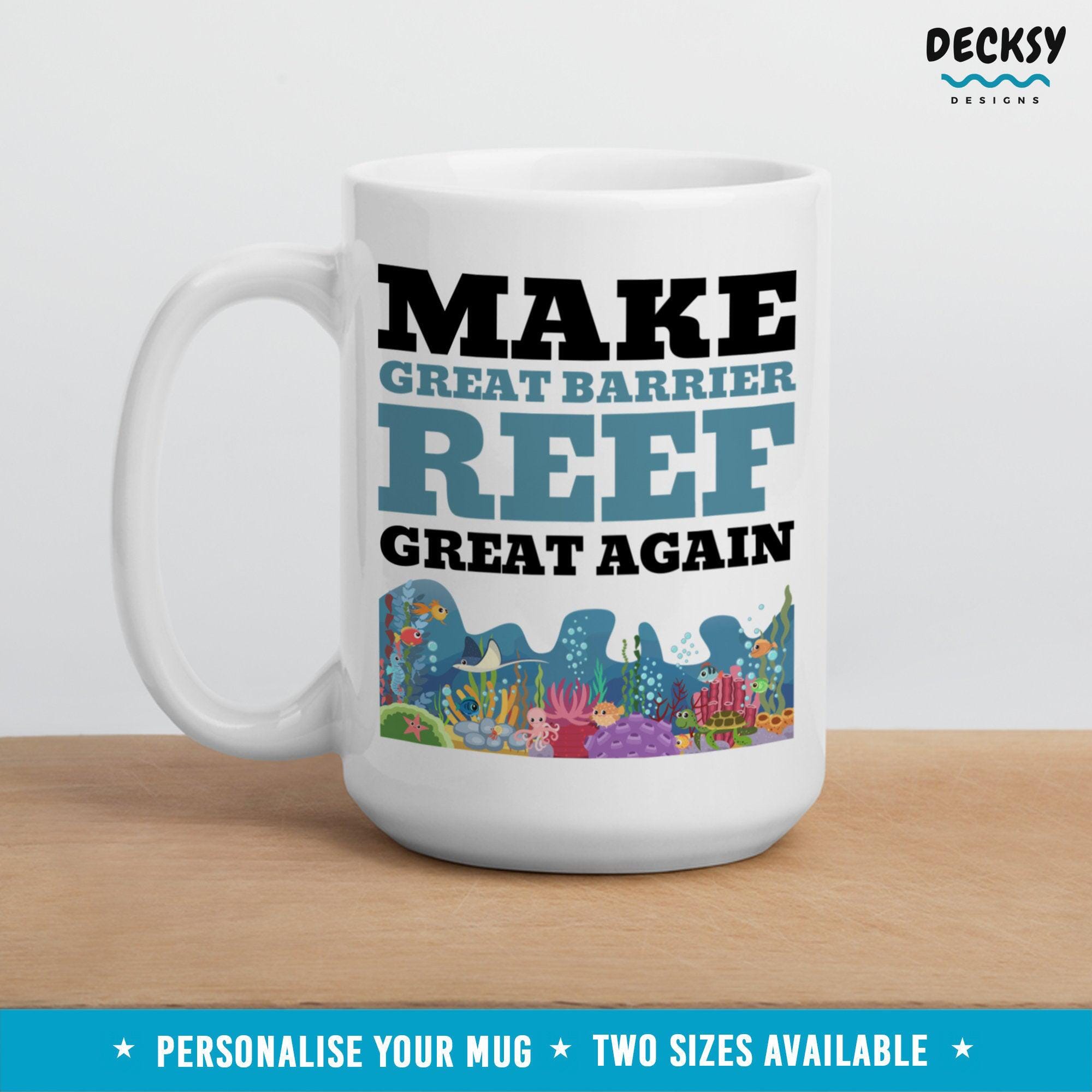 Great Barrier Reef, Marine Biologist Mug Gift-Home & Living:Kitchen & Dining:Drink & Barware:Drinkware:Mugs-DecksyDesigns-White Mug 11 oz-NO PERSONALISATION-DecksyDesigns