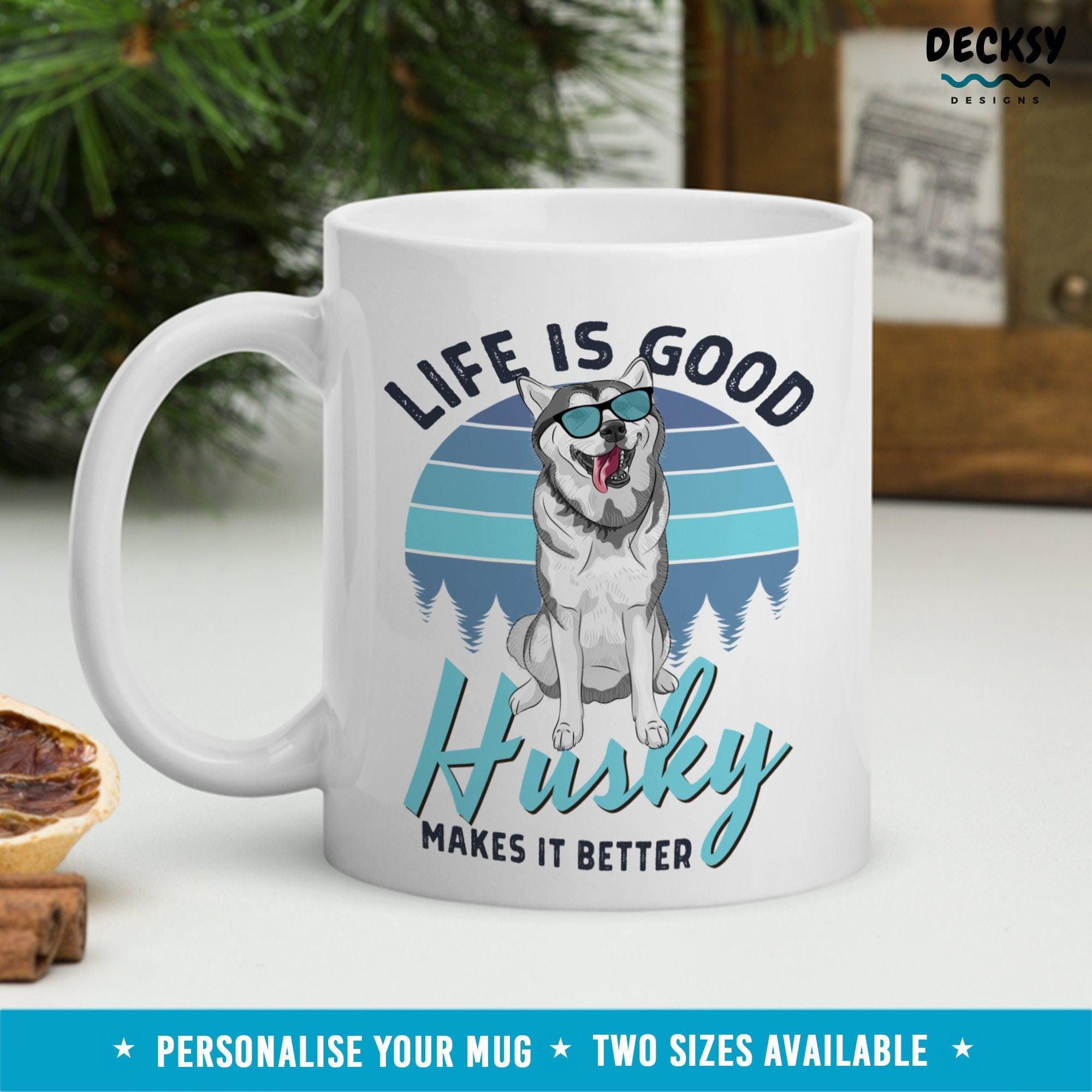 Husky Coffee Mug, Siberian Husky Gift-Home & Living:Kitchen & Dining:Drink & Barware:Drinkware:Mugs-DecksyDesigns-White Mug 11 oz-NO PERSONALISATION-DecksyDesigns