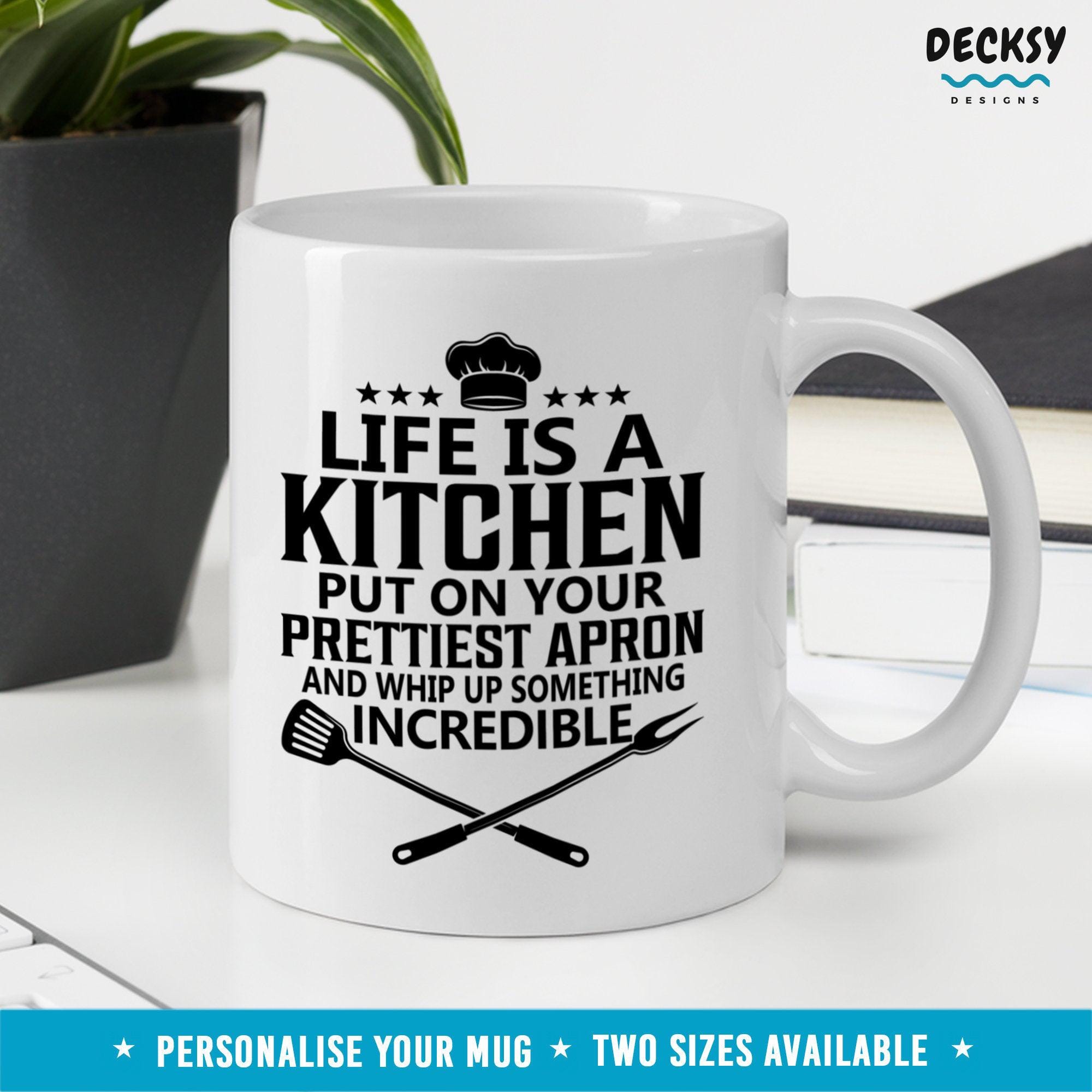 Inspirational Cooking Mug, Kitchen Queen Gift-Home & Living:Kitchen & Dining:Drink & Barware:Drinkware:Mugs-DecksyDesigns-11 Oz-NO PERSONALISATION-DecksyDesigns