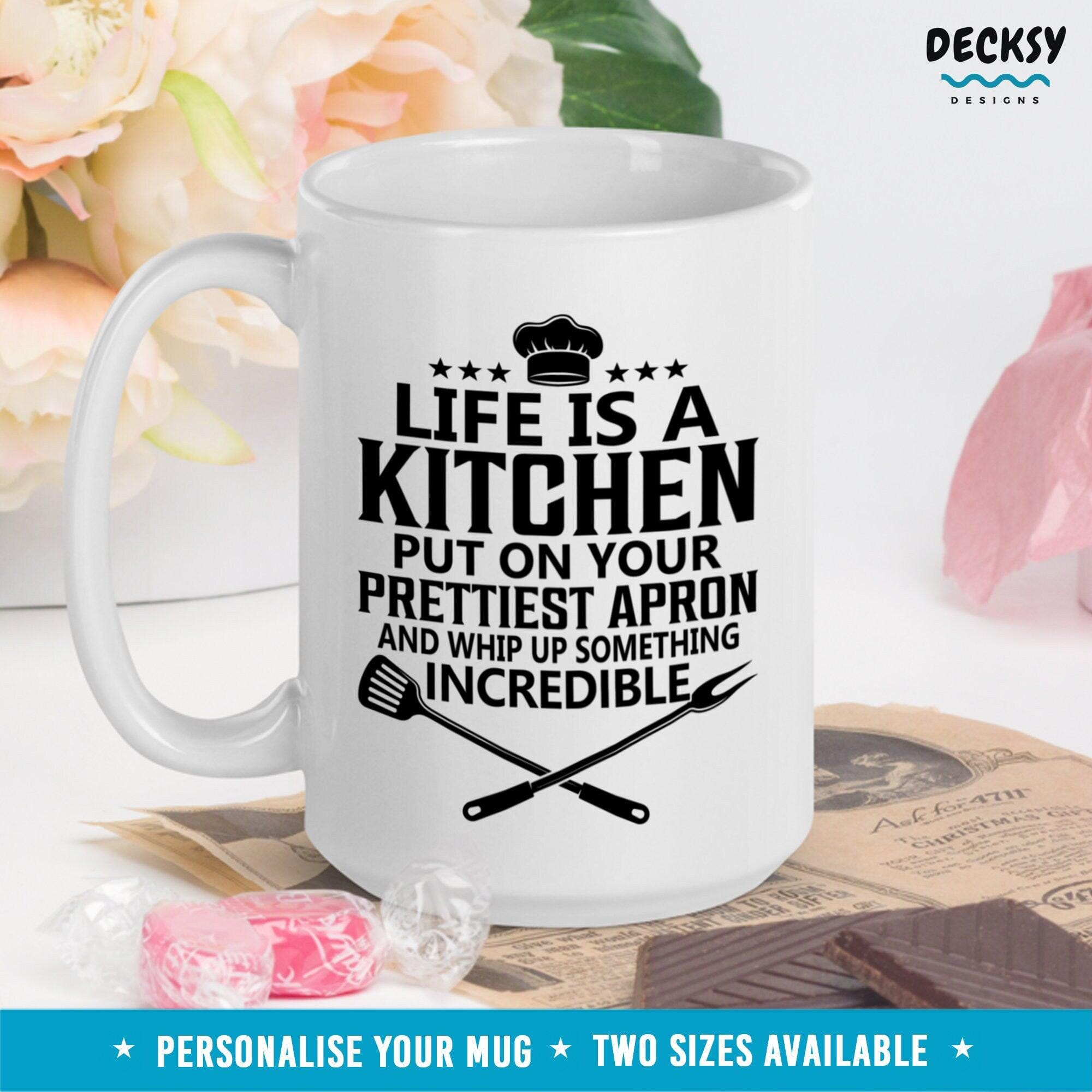 Inspirational Cooking Mug, Kitchen Queen Gift-Home & Living:Kitchen & Dining:Drink & Barware:Drinkware:Mugs-DecksyDesigns-11 Oz-NO PERSONALISATION-DecksyDesigns