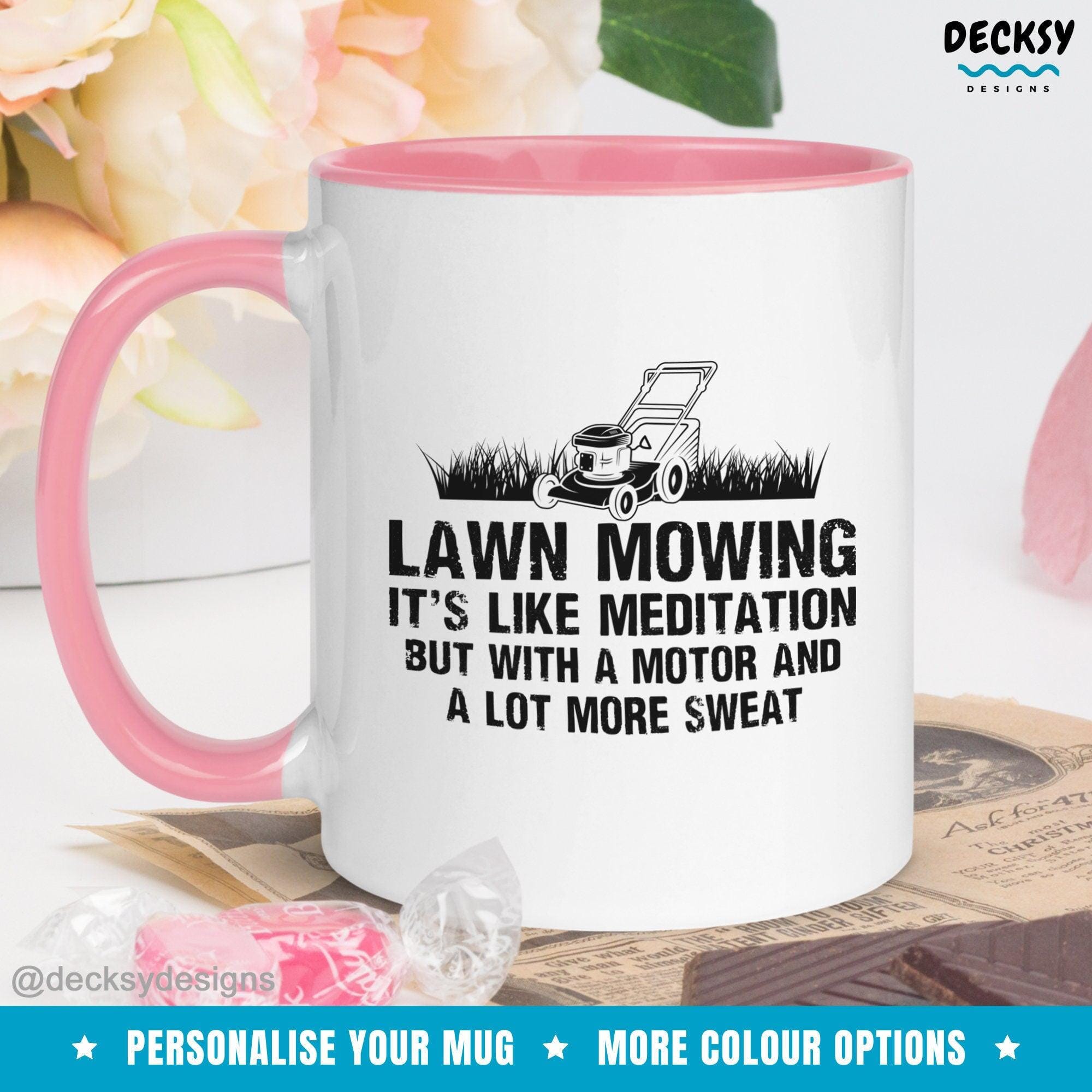 Lawn Mowing Mug, Landscaping Gift-Home & Living:Kitchen & Dining:Drink & Barware:Drinkware:Mugs-DecksyDesigns-White Mug 11 oz-NO PERSONALISATION-DecksyDesigns