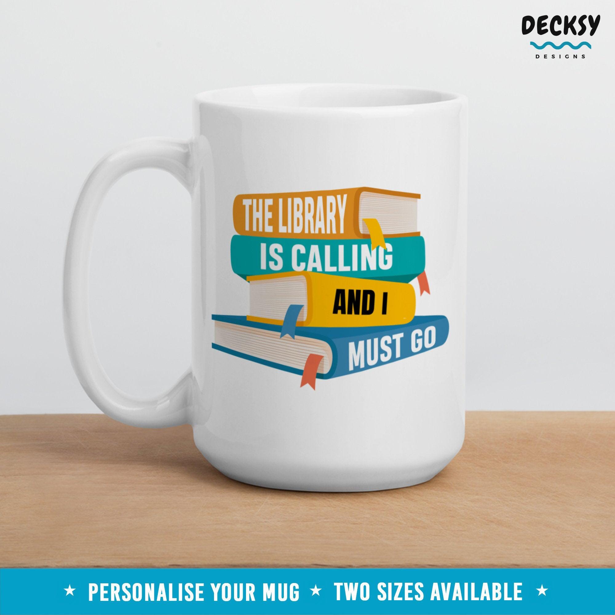 Library Mug, School Librarian Gift-Home & Living:Kitchen & Dining:Drink & Barware:Drinkware:Mugs-DecksyDesigns-White Mug 11 oz-NO PERSONALISATION-DecksyDesigns