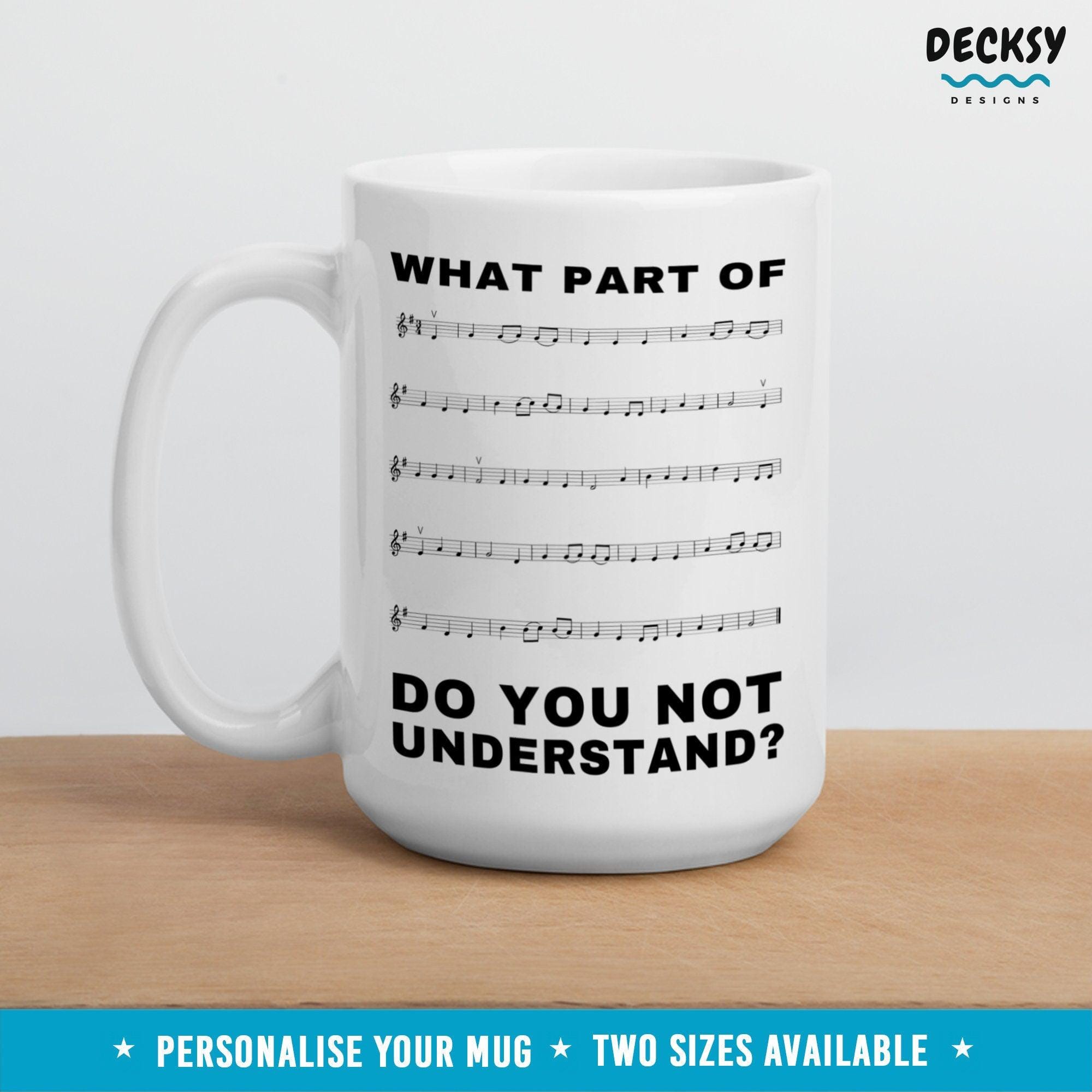 Music Notes Mug, Custom Music Teacher Gift-Home & Living:Kitchen & Dining:Drink & Barware:Drinkware:Mugs-DecksyDesigns-White Mug 11 oz-NO PERSONALISATION-DecksyDesigns