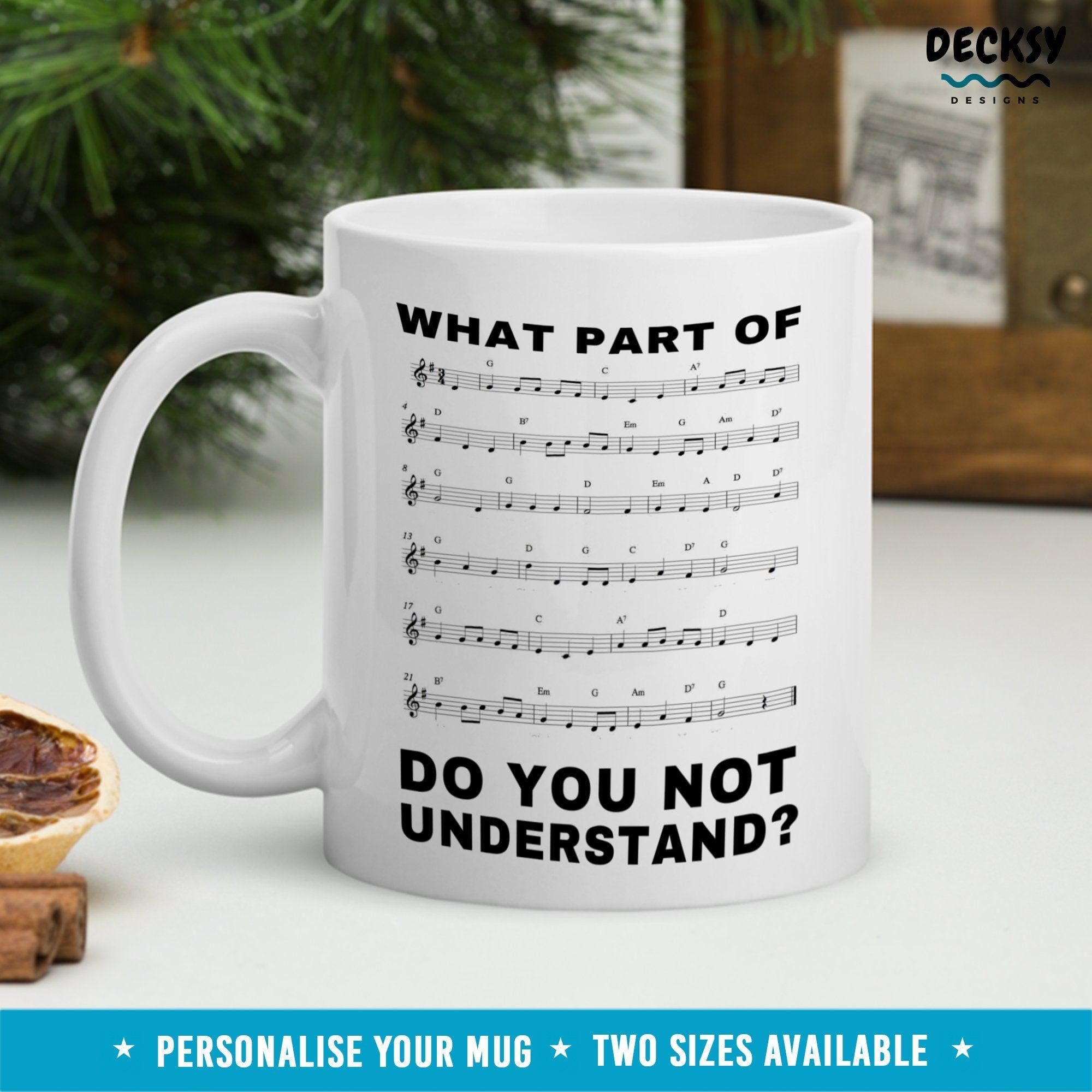 Music Teacher Gift, Piano Player Mug-Home & Living:Kitchen & Dining:Drink & Barware:Drinkware:Mugs-DecksyDesigns-White Mug 11 oz-NO PERSONALISATION-DecksyDesigns