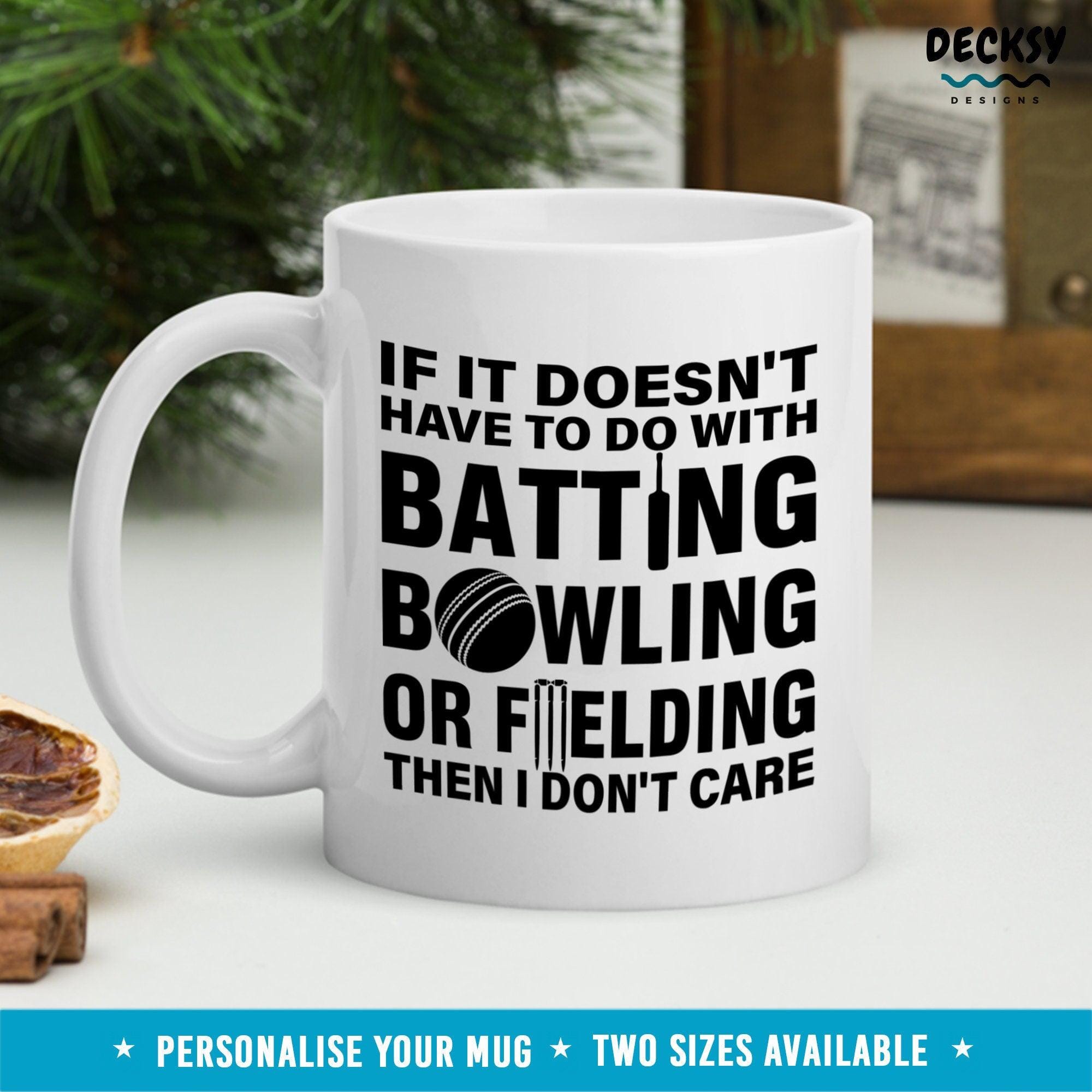 Personalised Cricket Lover Mug, Gift For Cricket Fan-Home & Living:Kitchen & Dining:Drink & Barware:Drinkware:Mugs-DecksyDesigns-White Mug 11 oz-NO PERSONALISATION-DecksyDesigns