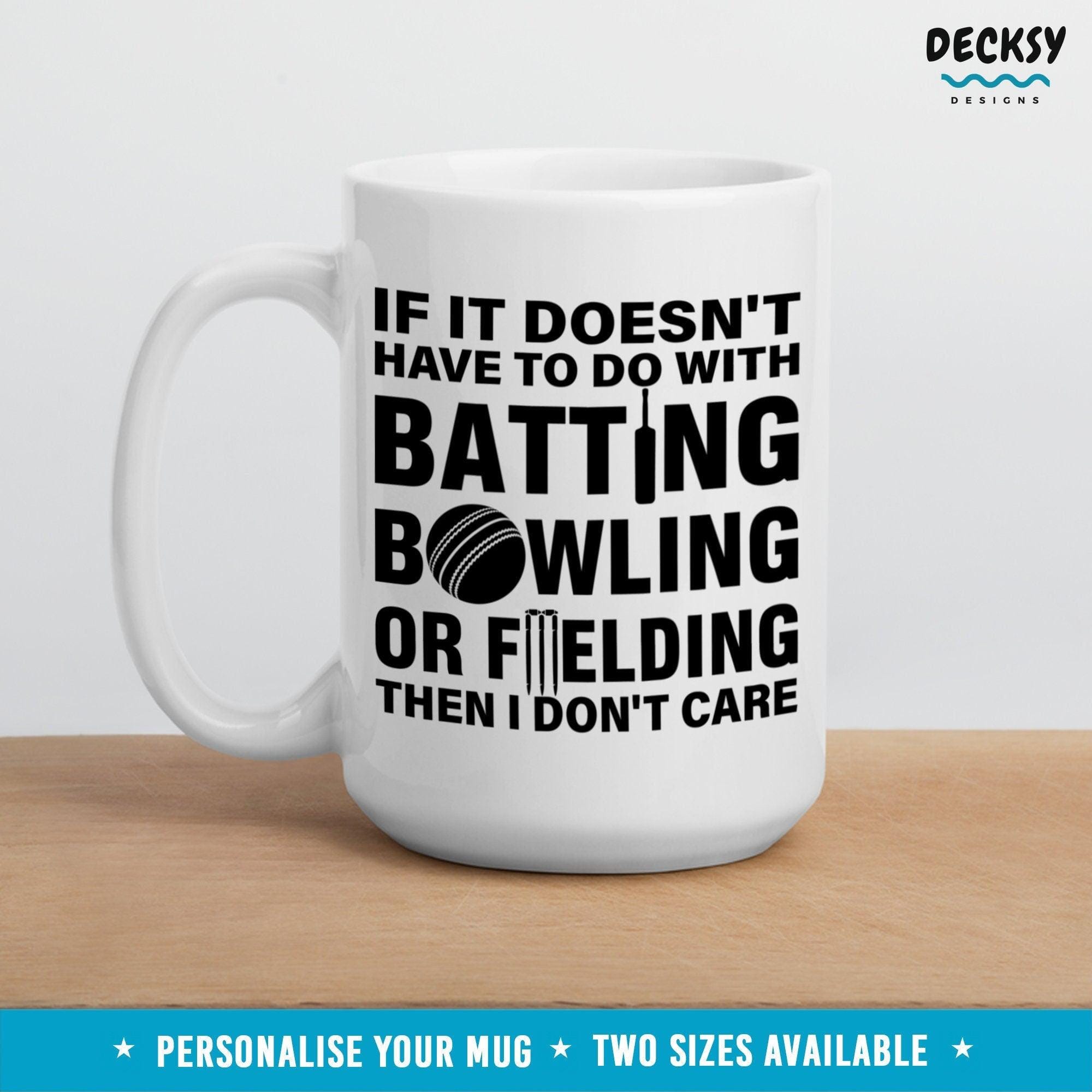 Personalised Cricket Lover Mug, Gift For Cricket Fan-Home & Living:Kitchen & Dining:Drink & Barware:Drinkware:Mugs-DecksyDesigns-White Mug 11 oz-NO PERSONALISATION-DecksyDesigns