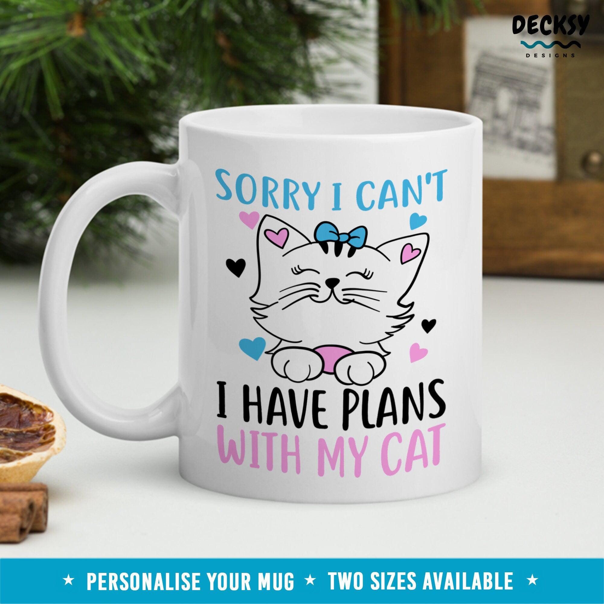 Personalised Cute Cat Mug, Cat Lady Gift-Home & Living:Kitchen & Dining:Drink & Barware:Drinkware:Mugs-DecksyDesigns-11 Oz-NO PERSONALISATION-DecksyDesigns