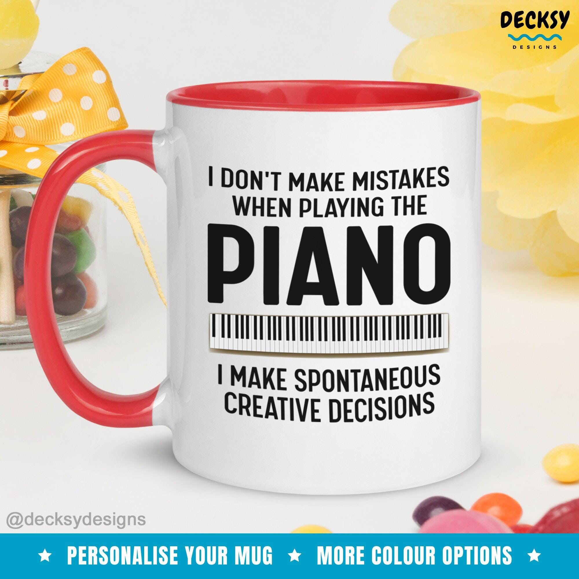 Piano Coffee Mug, Custom Pianist Gift-Home & Living:Kitchen & Dining:Drink & Barware:Drinkware:Mugs-DecksyDesigns-White Mug 11 oz-NO PERSONALISATION-DecksyDesigns