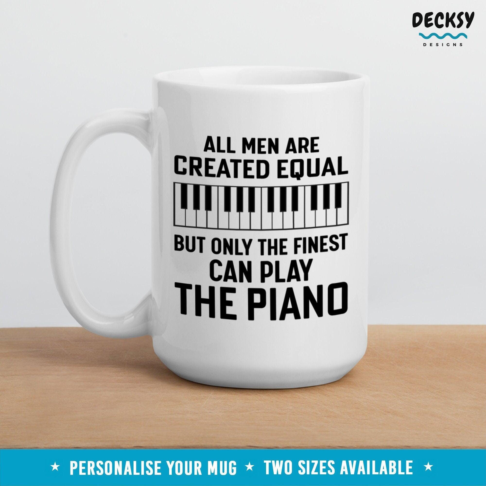 Piano Coffee Mug, Gift for Piano Teacher-Home & Living:Kitchen & Dining:Drink & Barware:Drinkware:Mugs-DecksyDesigns-White Mug 11 oz-NO PERSONALISATION-DecksyDesigns