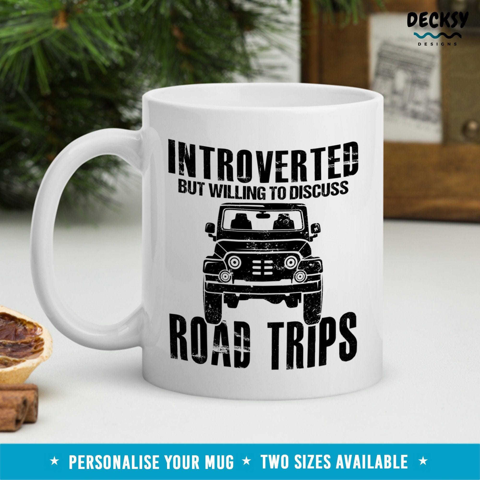 Road Trip Lover Mug, Funny Introvert Coffee Gift-Home & Living:Kitchen & Dining:Drink & Barware:Drinkware:Mugs-DecksyDesigns-11 Oz-NO PERSONALISATION-DecksyDesigns