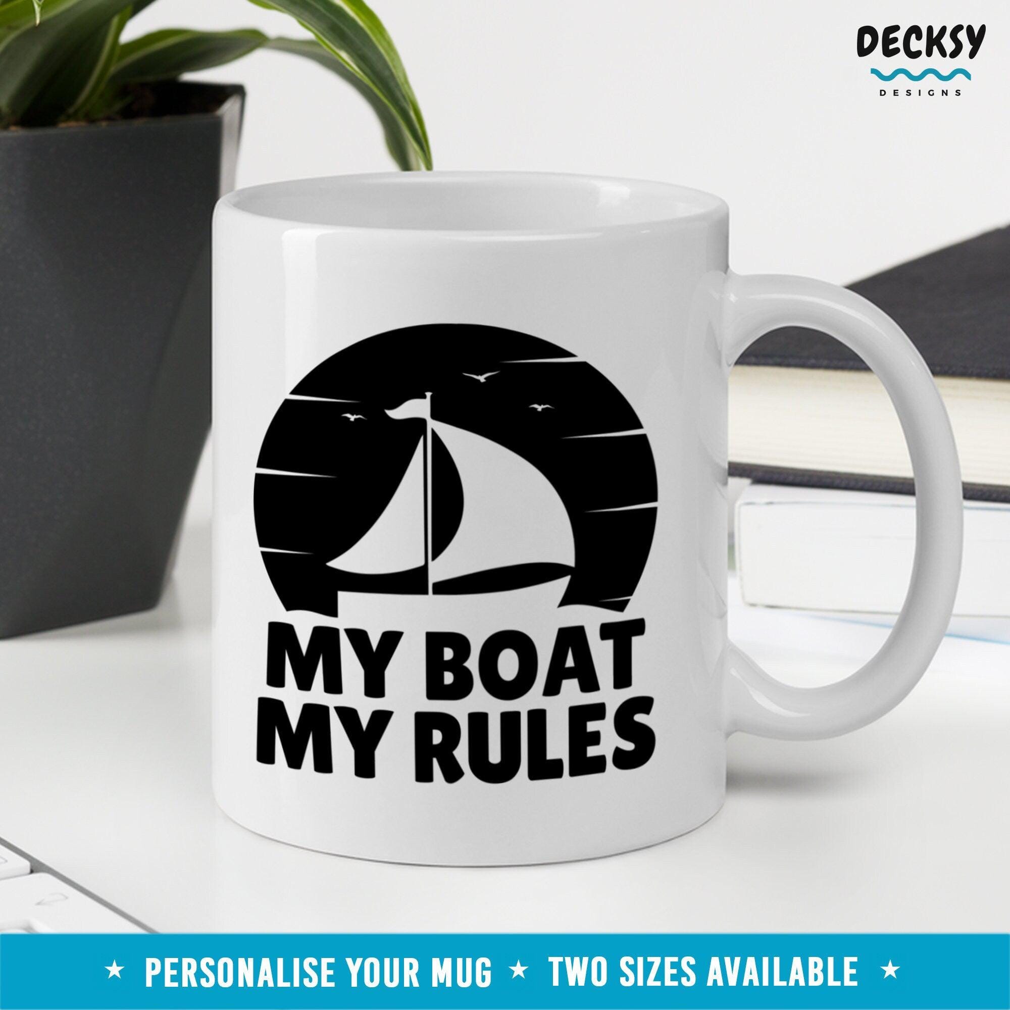 Sailboat Mug, Funny Boat Captain Gift-Home & Living:Kitchen & Dining:Drink & Barware:Drinkware:Mugs-DecksyDesigns-11 Oz-NO PERSONALISATION-DecksyDesigns