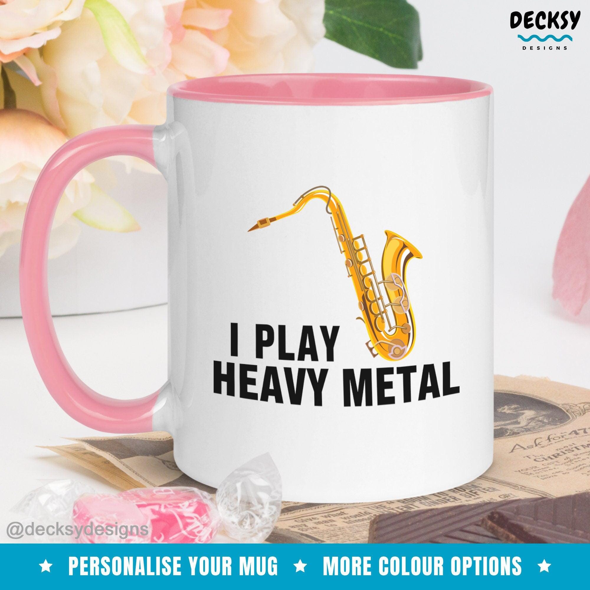 Saxophone Player Mug, Gift For Sax Player-Home & Living:Kitchen & Dining:Drink & Barware:Drinkware:Mugs-DecksyDesigns-White Mug 11 oz-NO PERSONALISATION-DecksyDesigns