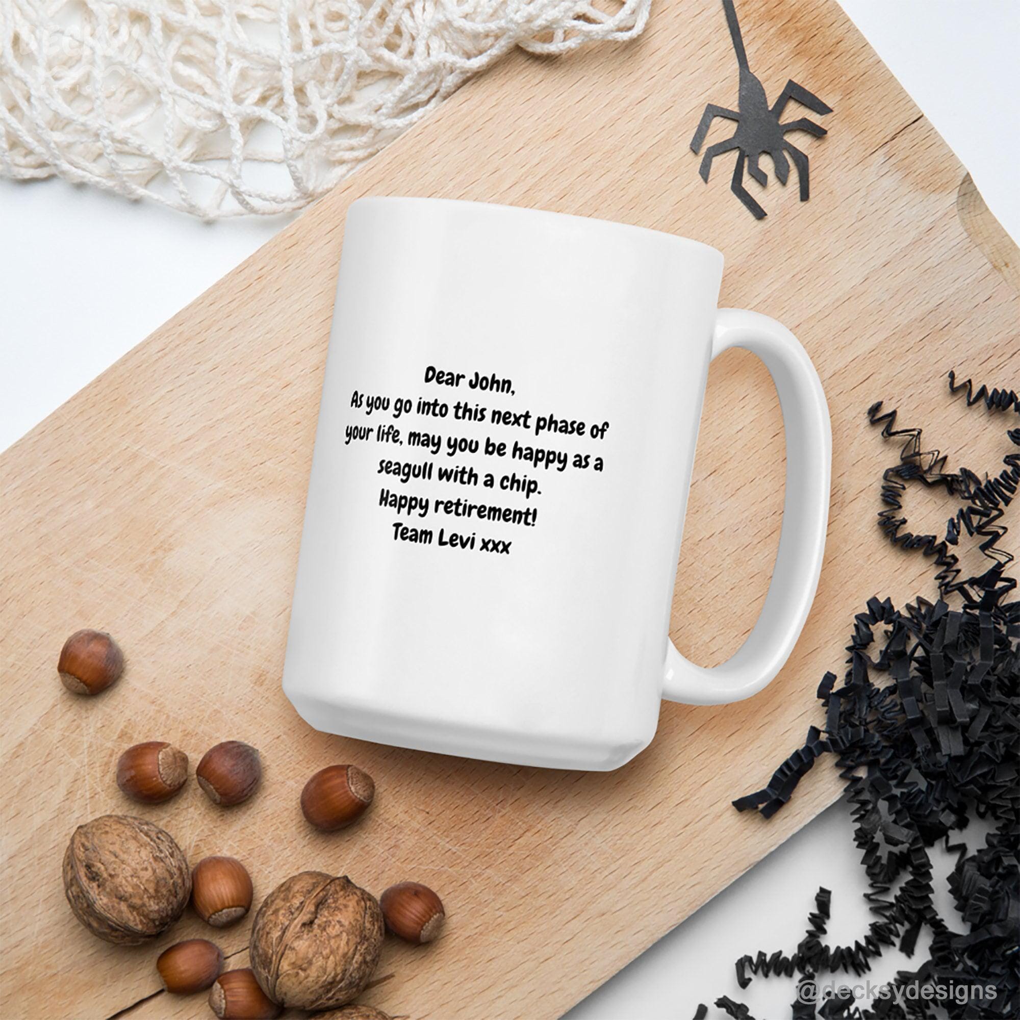 Seagull Mug, Funny Custom Retirement Gifts-Home & Living:Kitchen & Dining:Drink & Barware:Drinkware:Mugs-DecksyDesigns-11 Oz-Font #1-DecksyDesigns