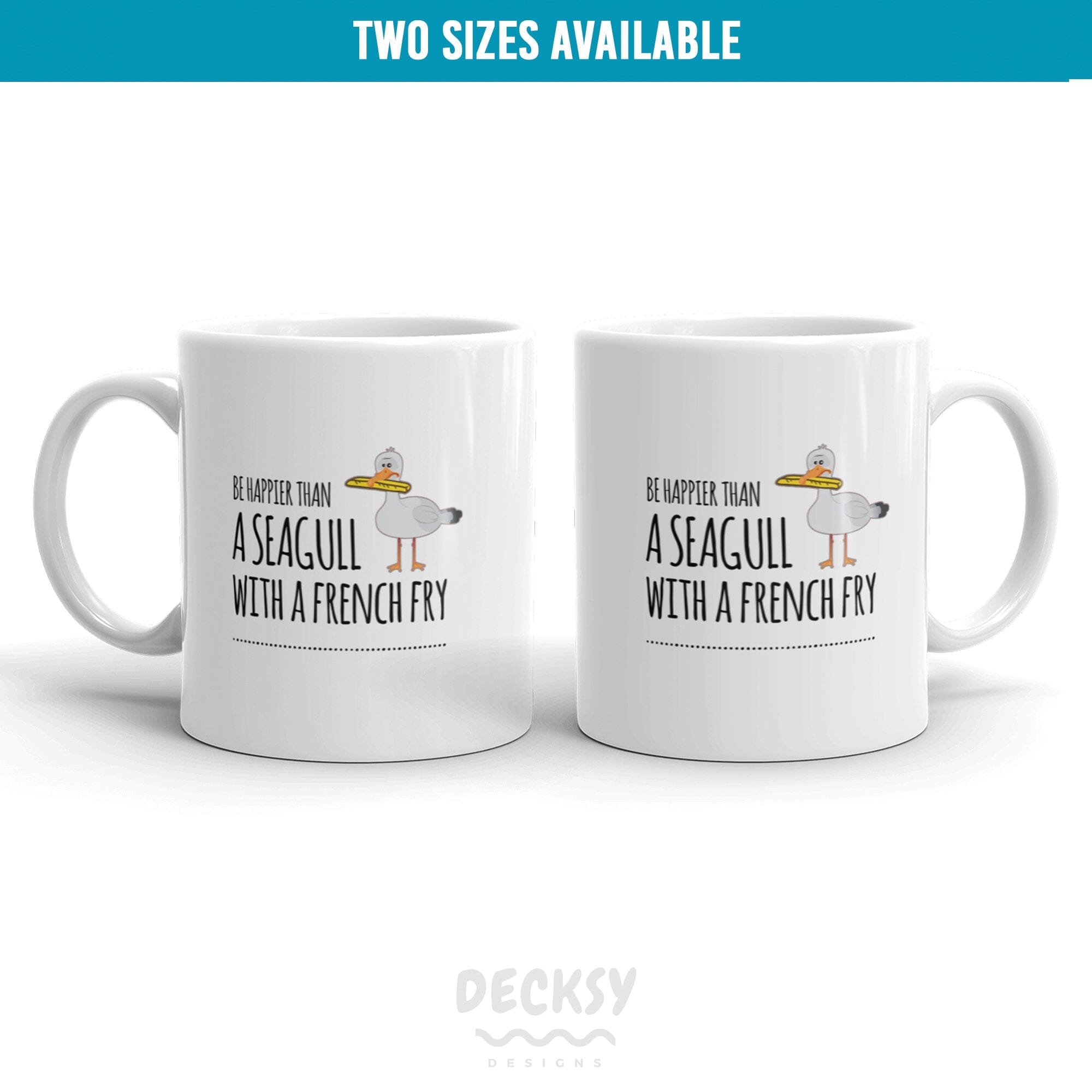 Seagull Mug, Funny Custom Retirement Gifts-Home & Living:Kitchen & Dining:Drink & Barware:Drinkware:Mugs-DecksyDesigns-11 Oz-Font #1-DecksyDesigns