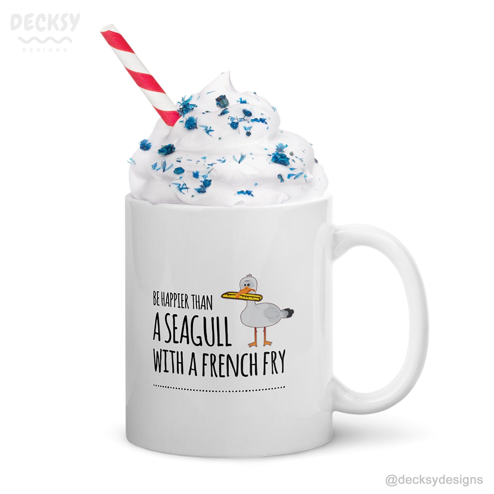 Seagull Mug, Funny Custom Retirement Gifts-Home & Living:Kitchen & Dining:Drink & Barware:Drinkware:Mugs-DecksyDesigns-11 Oz-Font #1-DecksyDesigns