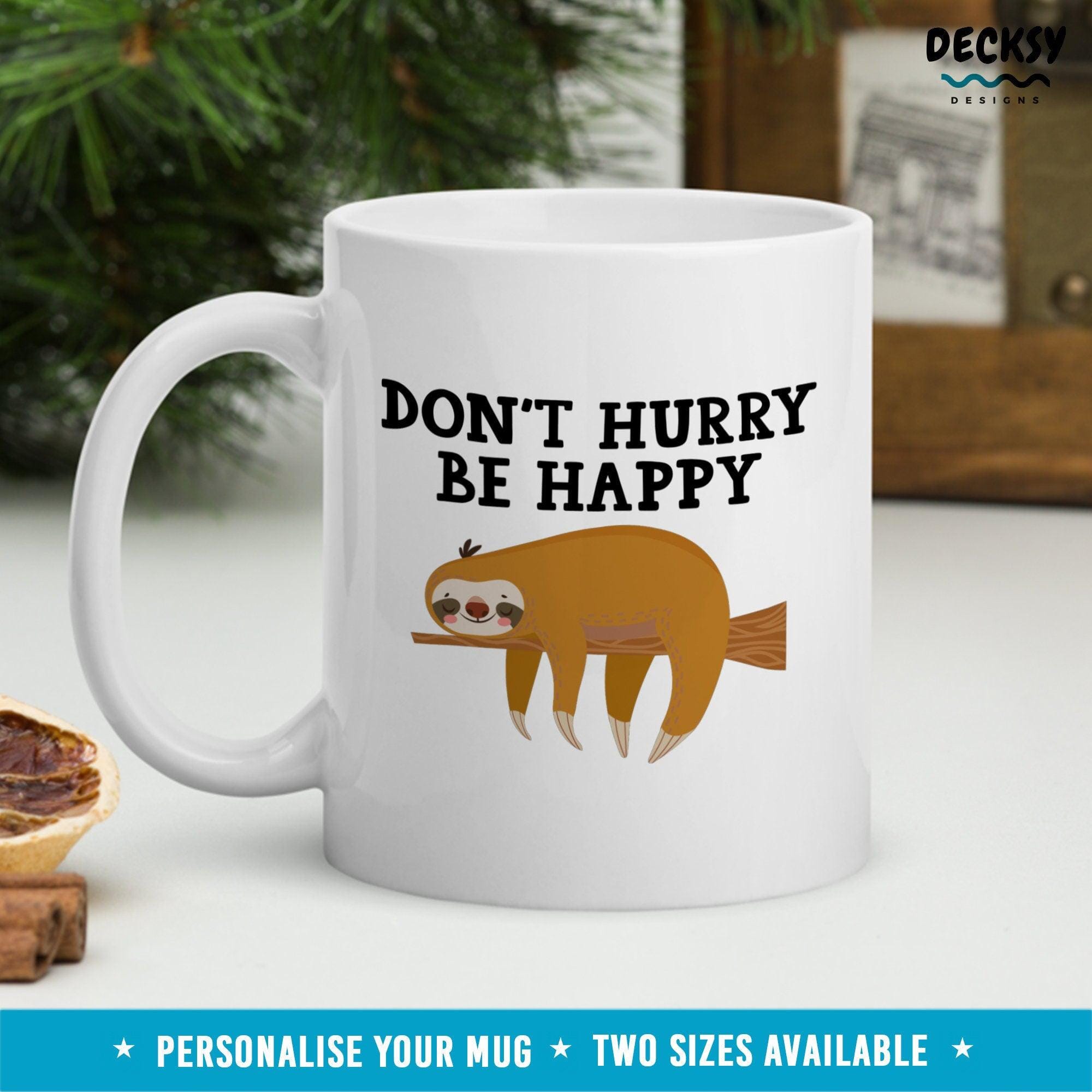 Sloth Coffee Mug, Personalised Sloth Lover Gift-Home & Living:Kitchen & Dining:Drink & Barware:Drinkware:Mugs-DecksyDesigns-White Mug 11 oz-NO PERSONALISATION-DecksyDesigns