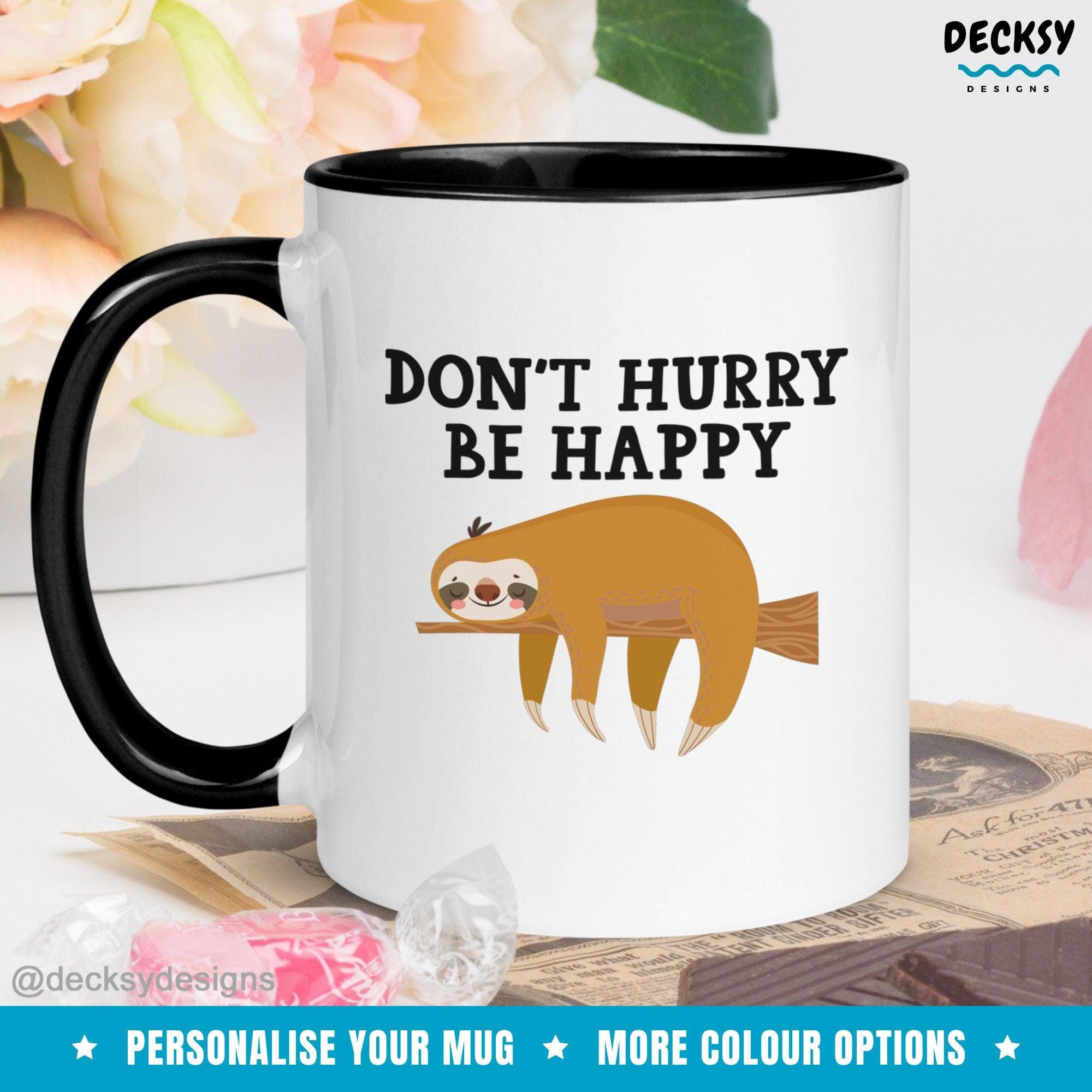 Sloth Coffee Mug, Personalised Sloth Lover Gift-Home & Living:Kitchen & Dining:Drink & Barware:Drinkware:Mugs-DecksyDesigns-White Mug 11 oz-NO PERSONALISATION-DecksyDesigns