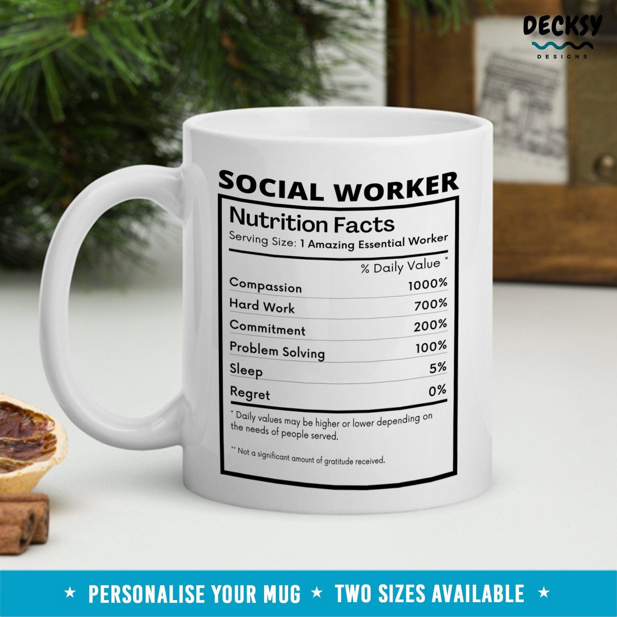 Social Worker Mug, Funny Social Worker Appreciation Gift-Home & Living:Kitchen & Dining:Drink & Barware:Drinkware:Mugs-DecksyDesigns-White Mug 11 oz-NO PERSONALISATION-DecksyDesigns