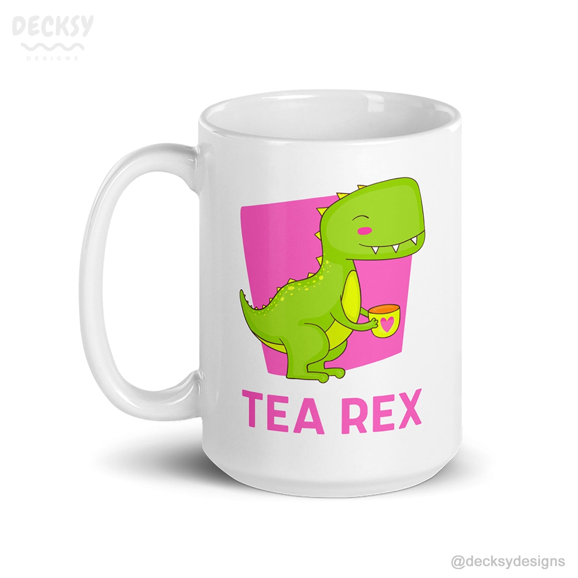 Tea Rex Mug, Funny Dinosaur Gift-Home & Living:Kitchen & Dining:Drink & Barware:Drinkware:Mugs-DecksyDesigns-15 Oz-NO PERSONALISATION-DecksyDesigns