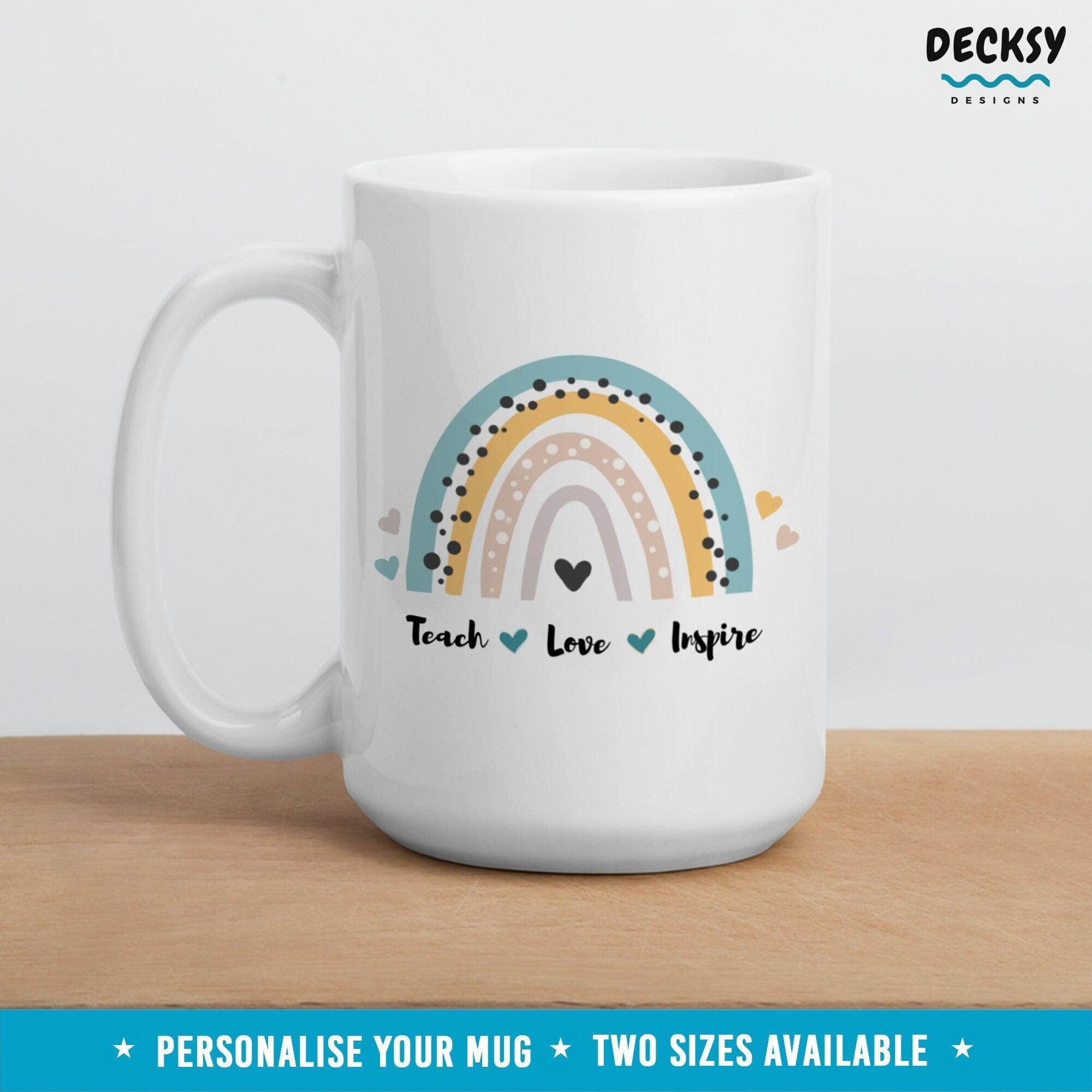 Teacher Mug Gift, Teacher Rainbow Mug-Home & Living:Kitchen & Dining:Drink & Barware:Drinkware:Mugs-DecksyDesigns-11 Oz-NO PERSONALISATION-DecksyDesigns