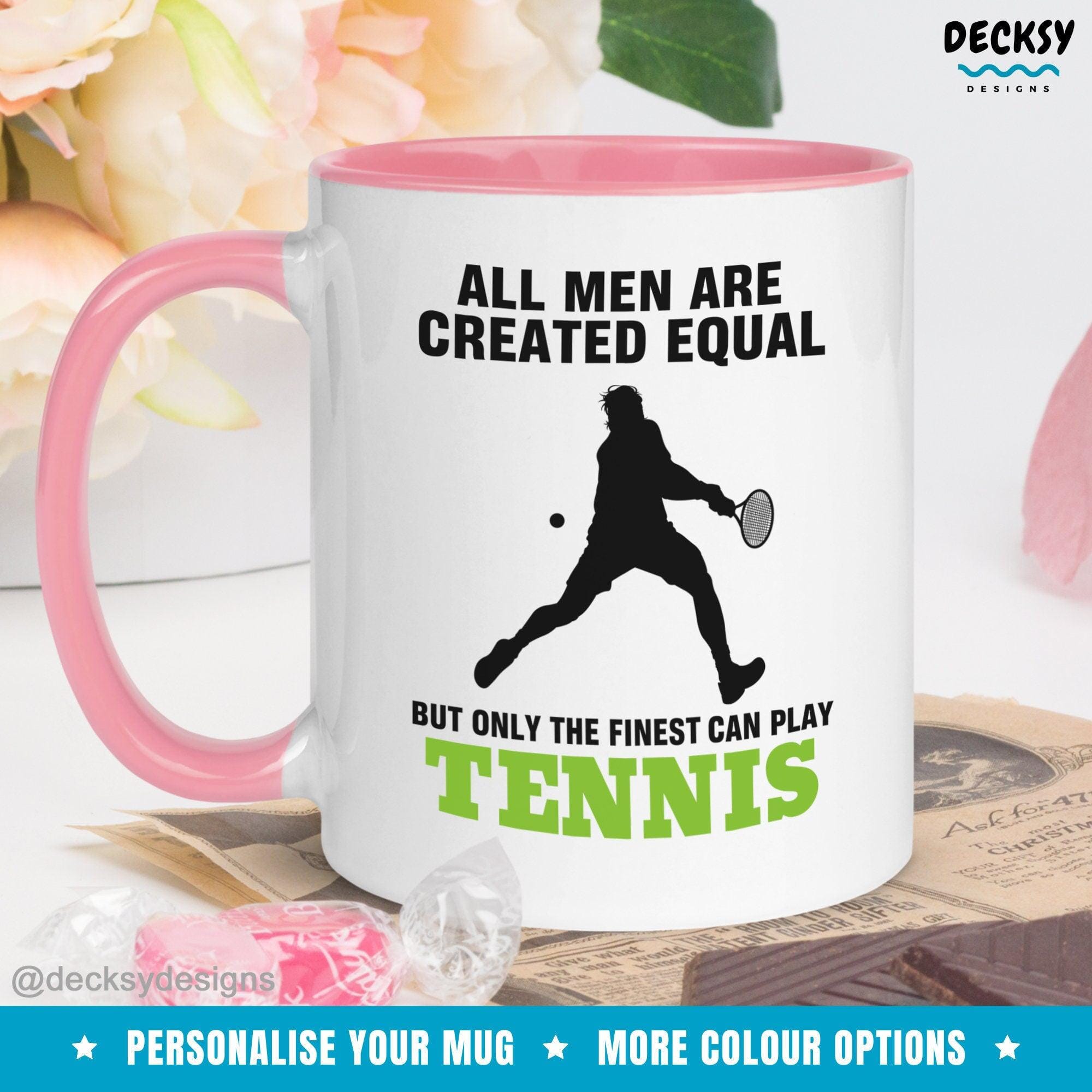 Tennis Coffee Mug for Men, Custom Tennis Gift-Home & Living:Kitchen & Dining:Drink & Barware:Drinkware:Mugs-DecksyDesigns-White Mug 11 oz-NO PERSONALISATION-DecksyDesigns