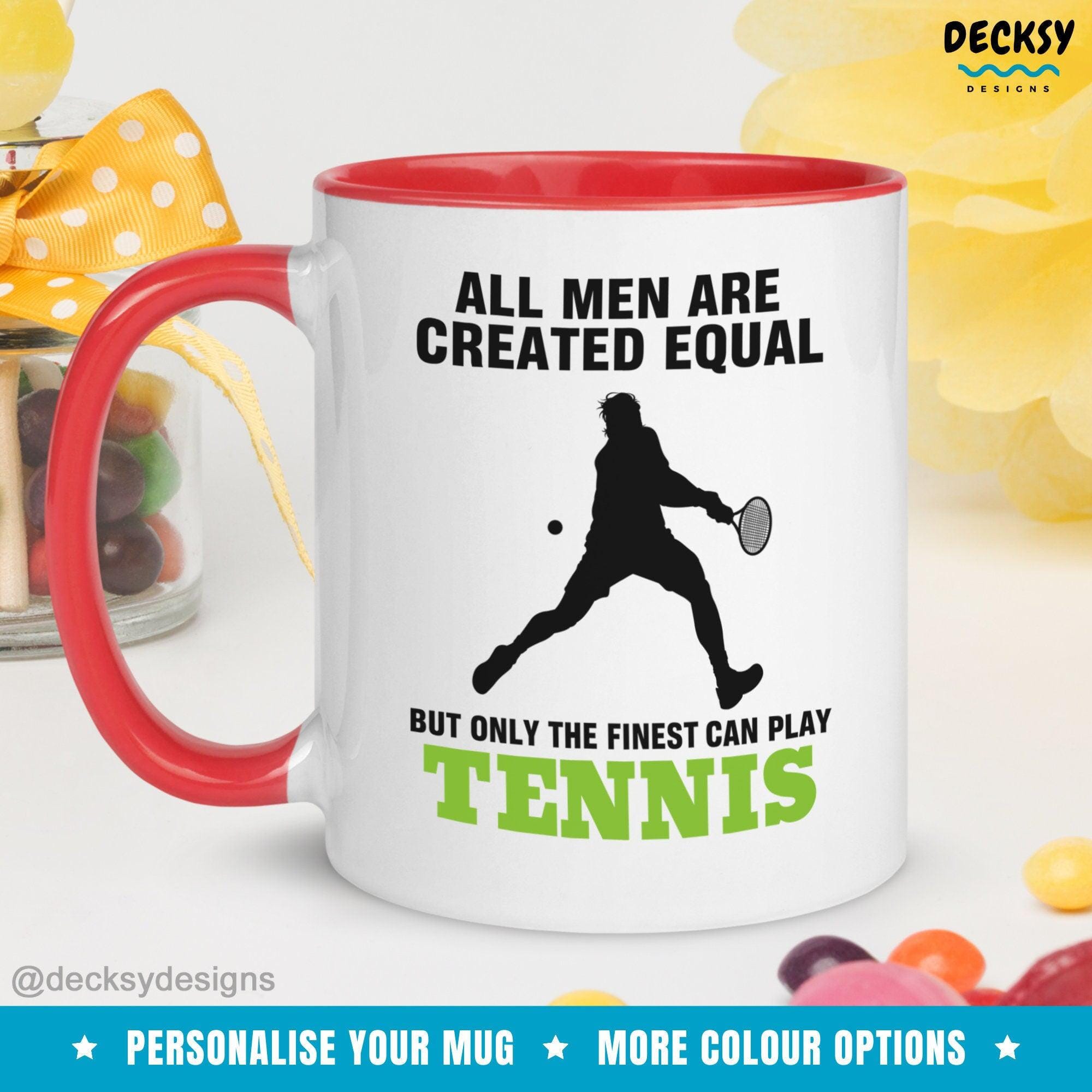 Tennis Coffee Mug for Men, Custom Tennis Gift-Home & Living:Kitchen & Dining:Drink & Barware:Drinkware:Mugs-DecksyDesigns-White Mug 11 oz-NO PERSONALISATION-DecksyDesigns