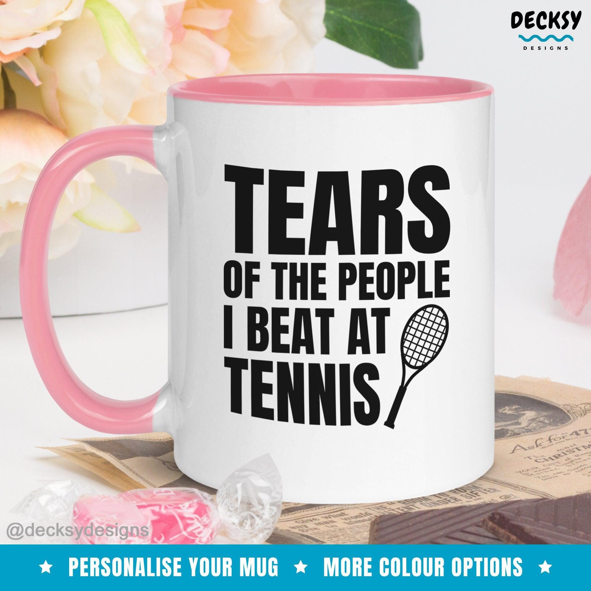 Tennis Mug, Tennis Player Gift-Home & Living:Kitchen & Dining:Drink & Barware:Drinkware:Mugs-DecksyDesigns-White Mug 11 oz-NO PERSONALISATION-DecksyDesigns