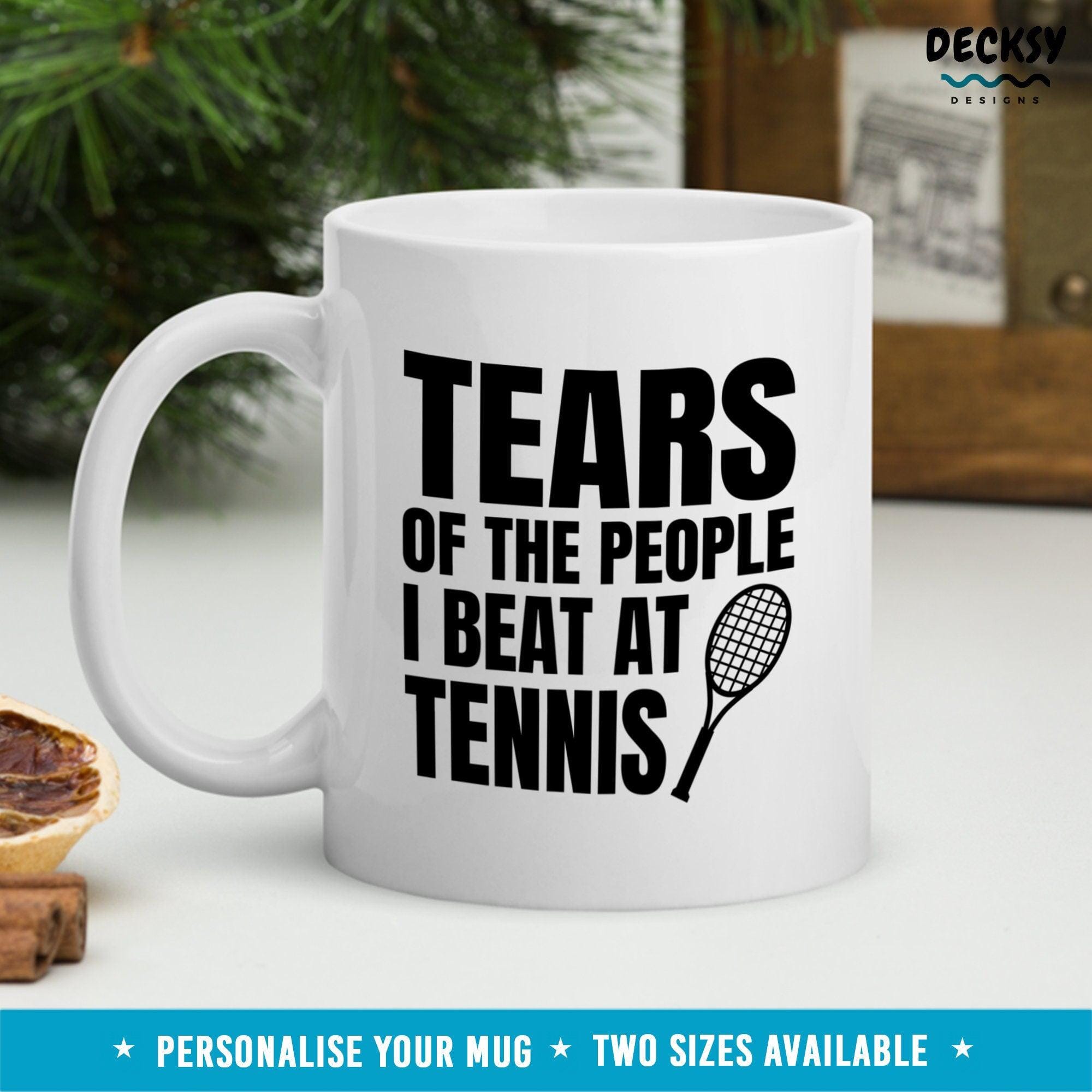 Tennis Mug, Tennis Player Gift-Home & Living:Kitchen & Dining:Drink & Barware:Drinkware:Mugs-DecksyDesigns-White Mug 11 oz-NO PERSONALISATION-DecksyDesigns