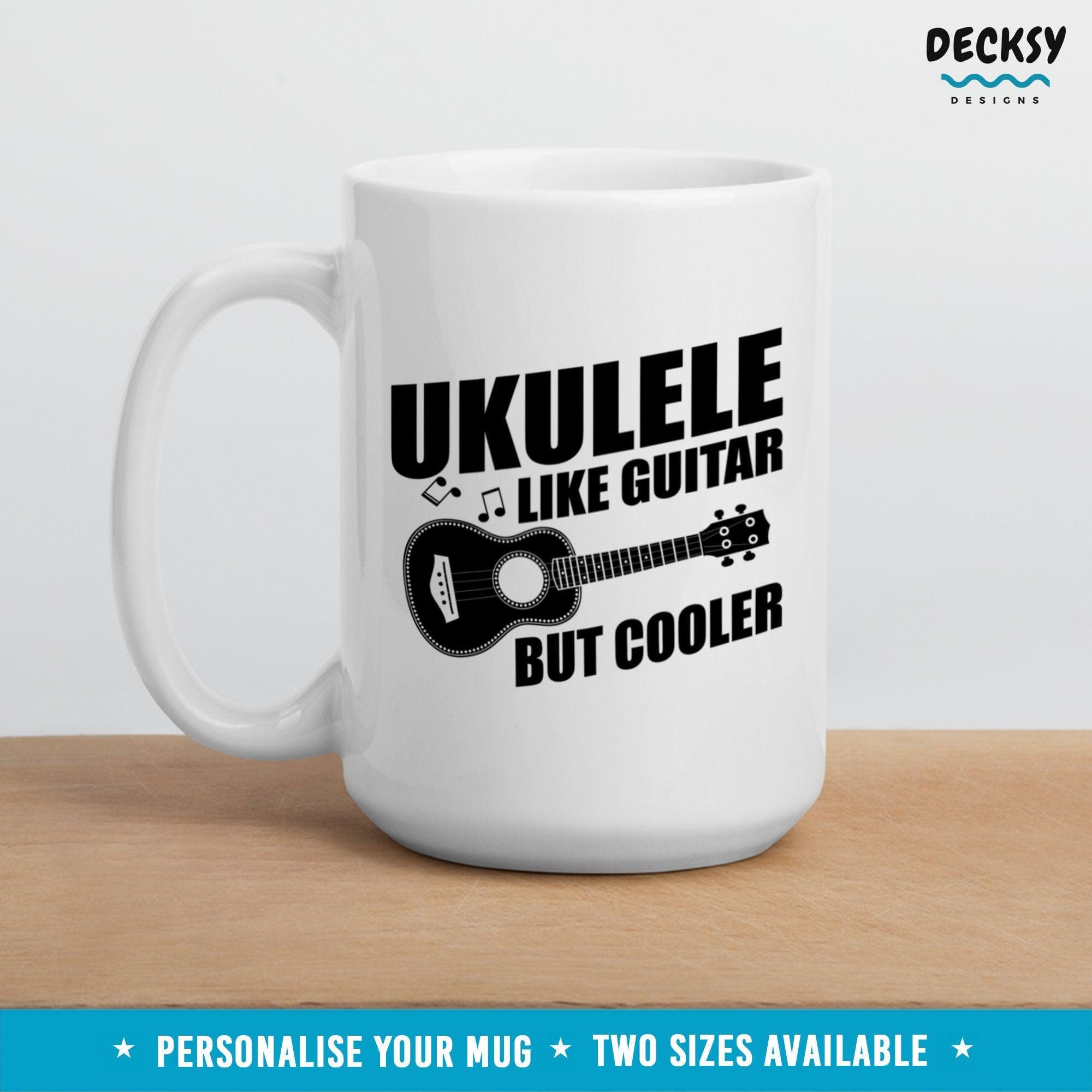 Ukulele Mug, Custom Music Lover Gift-Home & Living:Kitchen & Dining:Drink & Barware:Drinkware:Mugs-DecksyDesigns-White Mug 11 oz-NO PERSONALISATION-DecksyDesigns