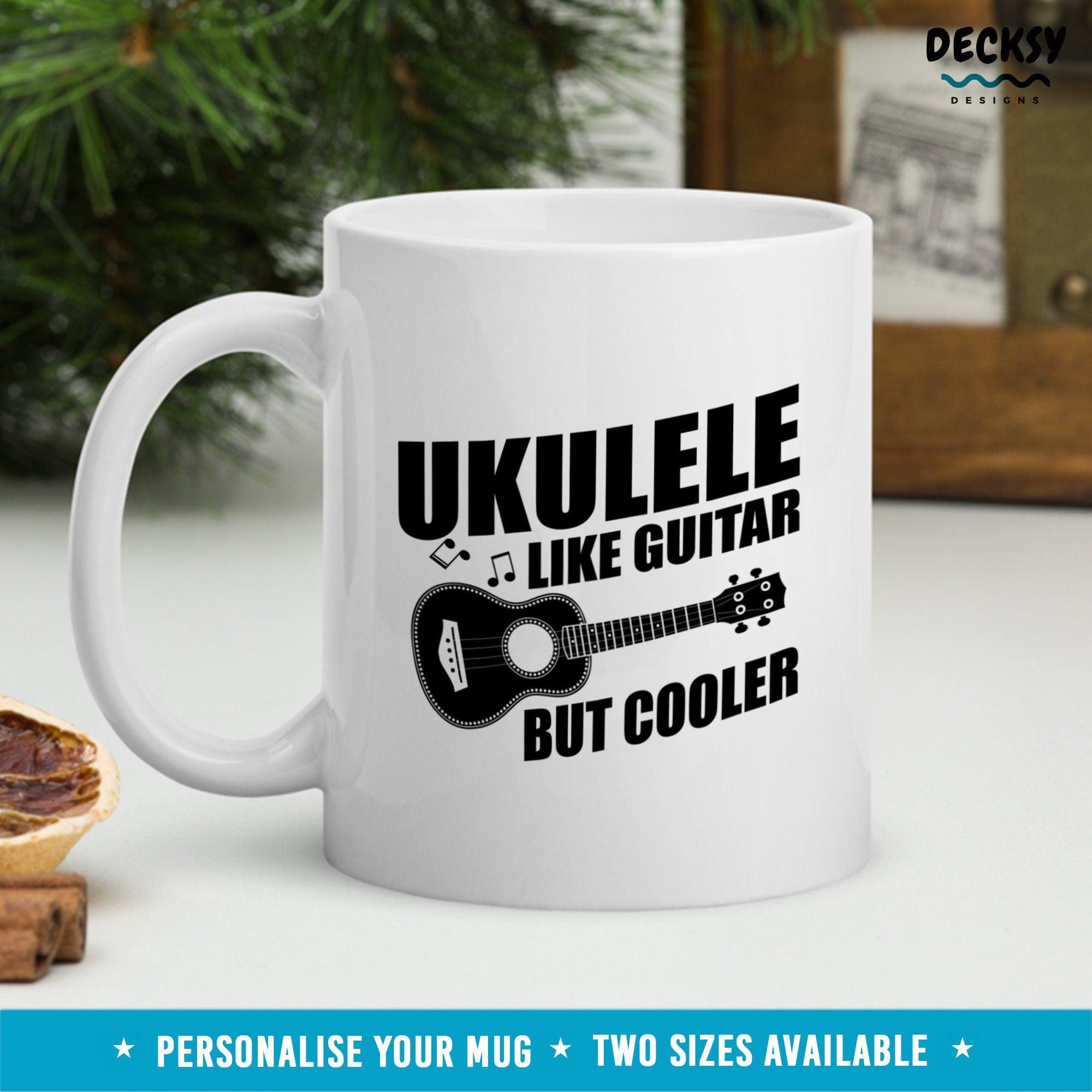 Ukulele Mug, Custom Music Lover Gift-Home & Living:Kitchen & Dining:Drink & Barware:Drinkware:Mugs-DecksyDesigns-White Mug 11 oz-NO PERSONALISATION-DecksyDesigns