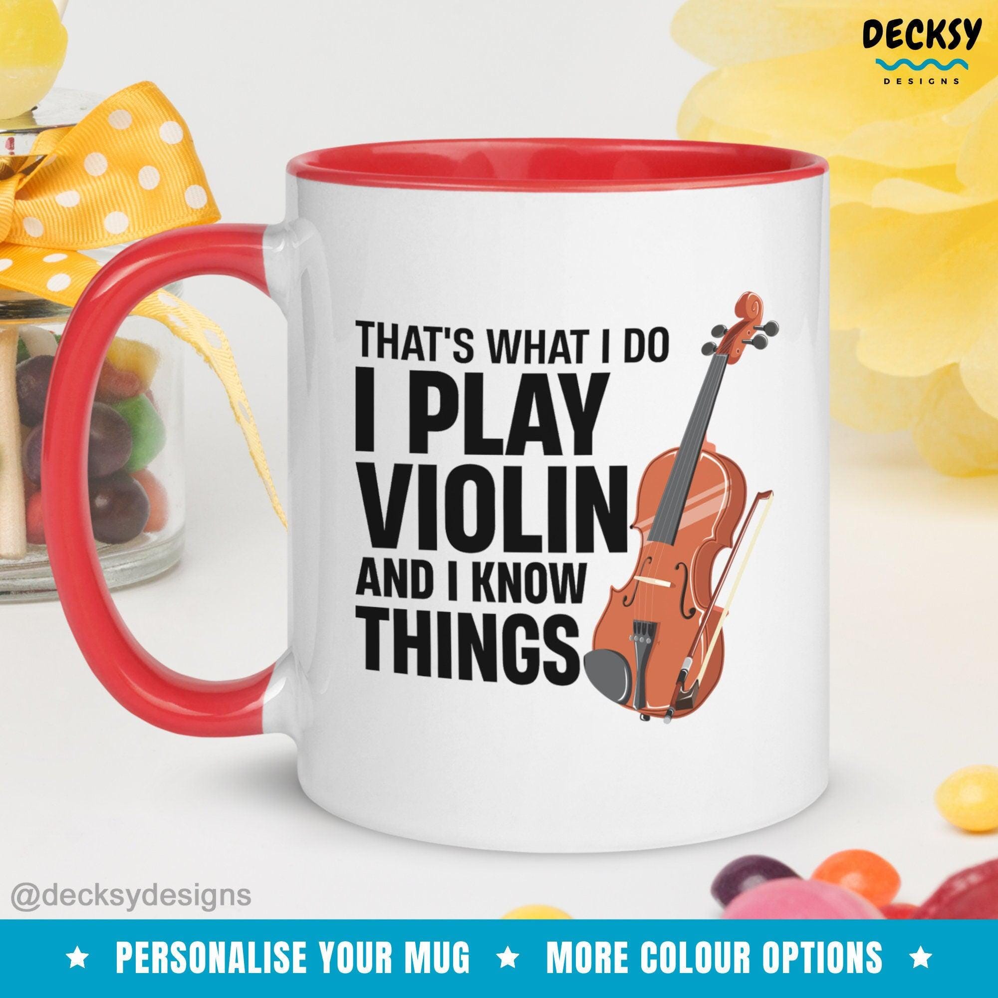 Violin Coffee Mug, Custom Gift For Violinist-Home & Living:Kitchen & Dining:Drink & Barware:Drinkware:Mugs-DecksyDesigns-White Mug 11 oz-NO PERSONALISATION-DecksyDesigns