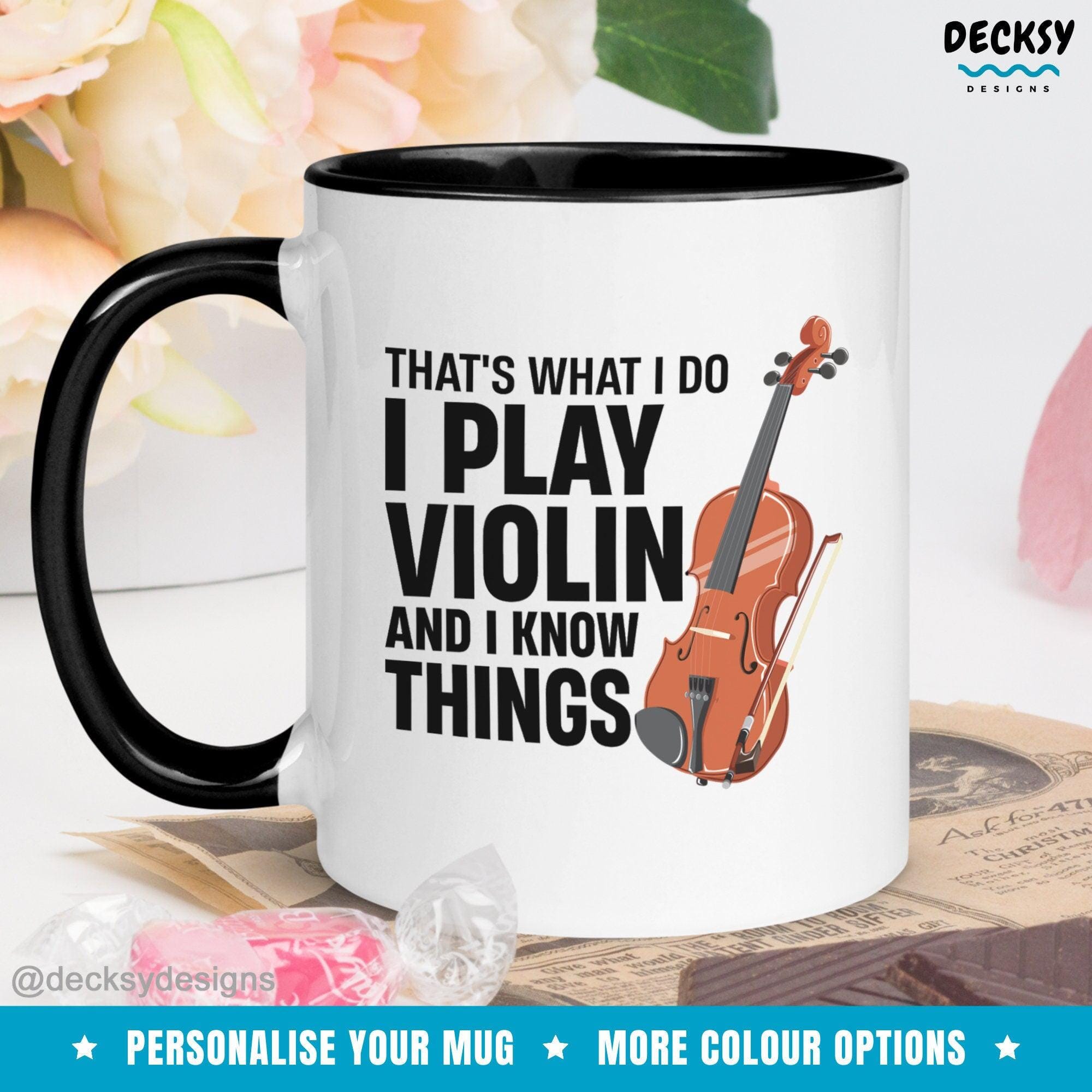 Violin Coffee Mug, Custom Gift For Violinist-Home & Living:Kitchen & Dining:Drink & Barware:Drinkware:Mugs-DecksyDesigns-White Mug 11 oz-NO PERSONALISATION-DecksyDesigns