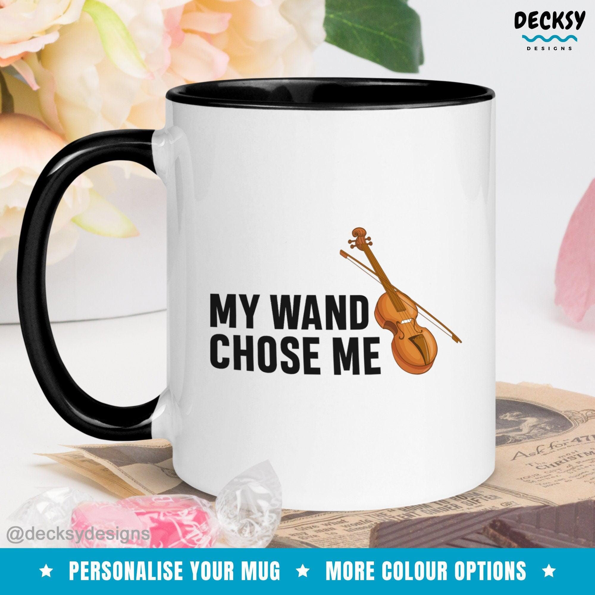 Violin Mug, Gift For Violinist-Home & Living:Kitchen & Dining:Drink & Barware:Drinkware:Mugs-DecksyDesigns-White Mug 11 oz-NO PERSONALISATION-DecksyDesigns