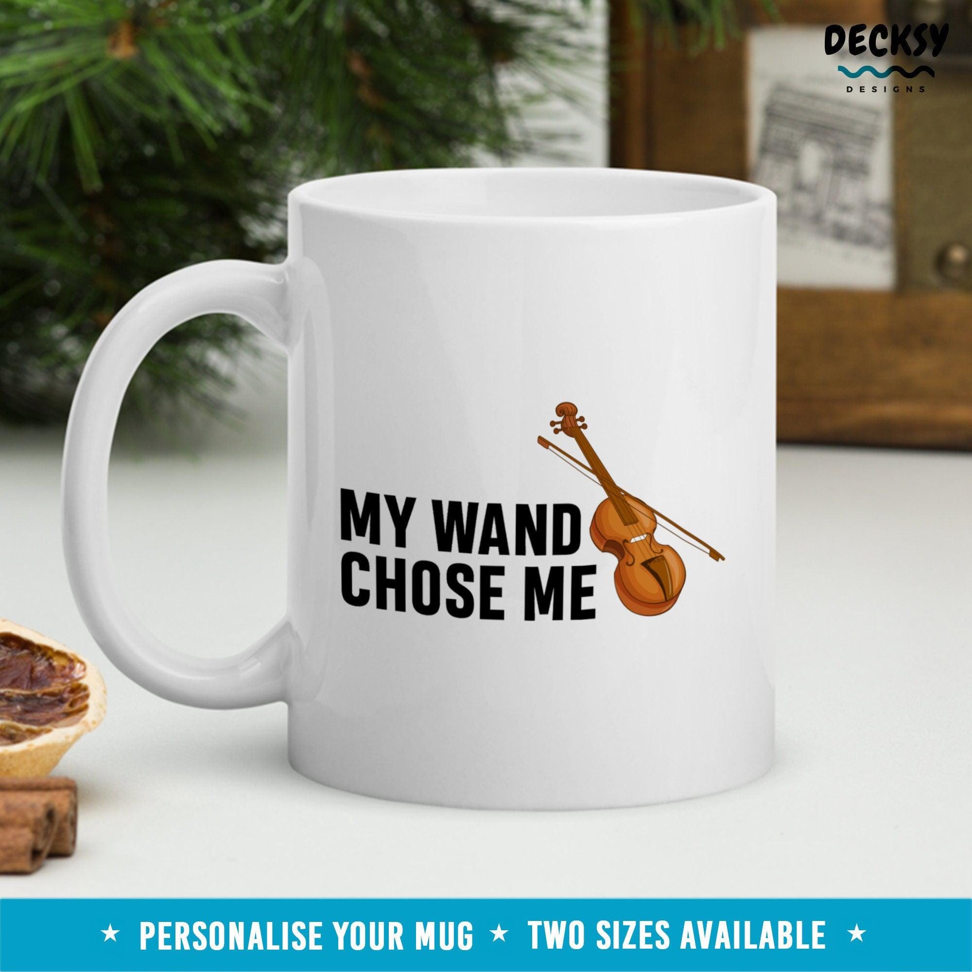 Violin Mug, Gift For Violinist-Home & Living:Kitchen & Dining:Drink & Barware:Drinkware:Mugs-DecksyDesigns-White Mug 11 oz-NO PERSONALISATION-DecksyDesigns