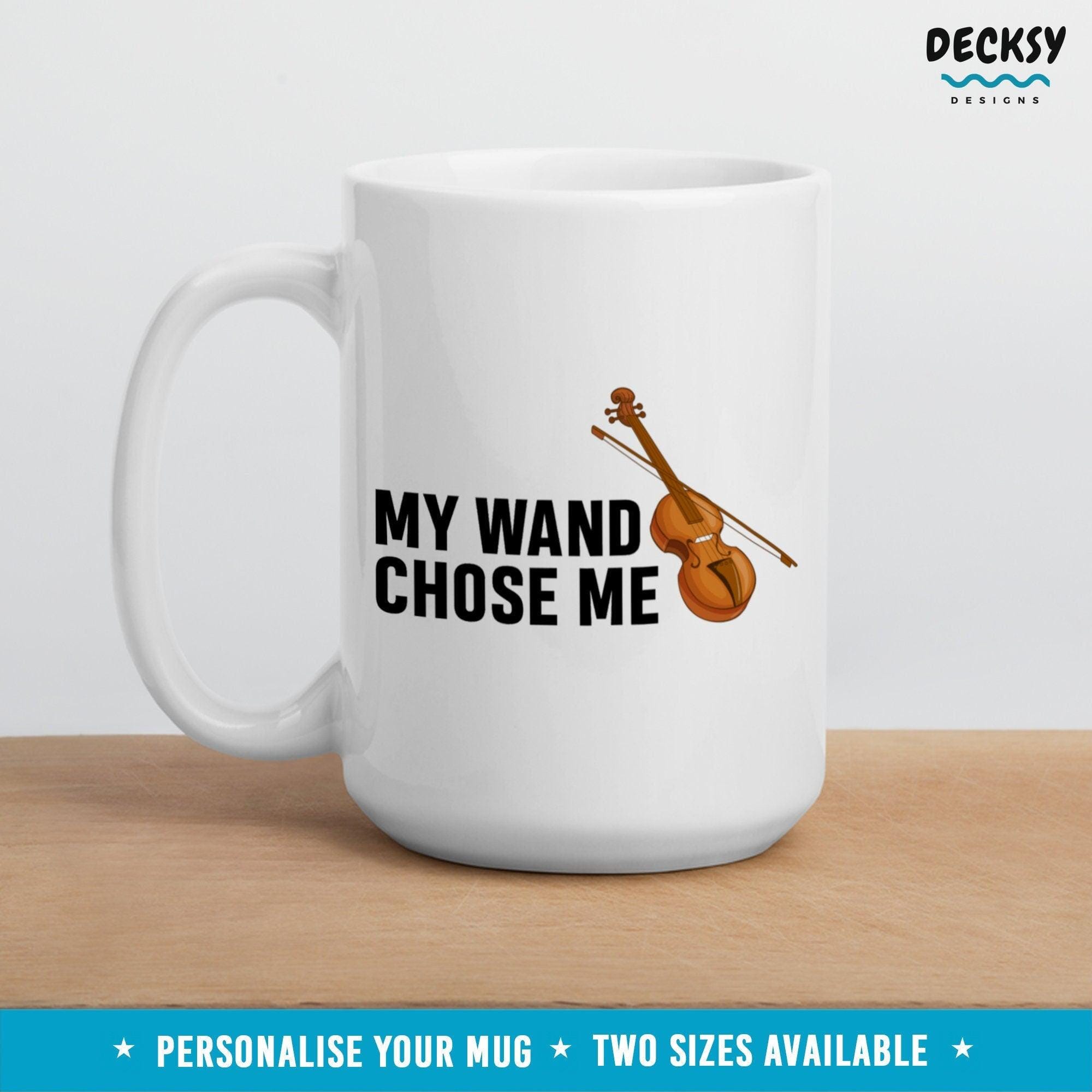 Violin Mug, Gift For Violinist-Home & Living:Kitchen & Dining:Drink & Barware:Drinkware:Mugs-DecksyDesigns-White Mug 11 oz-NO PERSONALISATION-DecksyDesigns