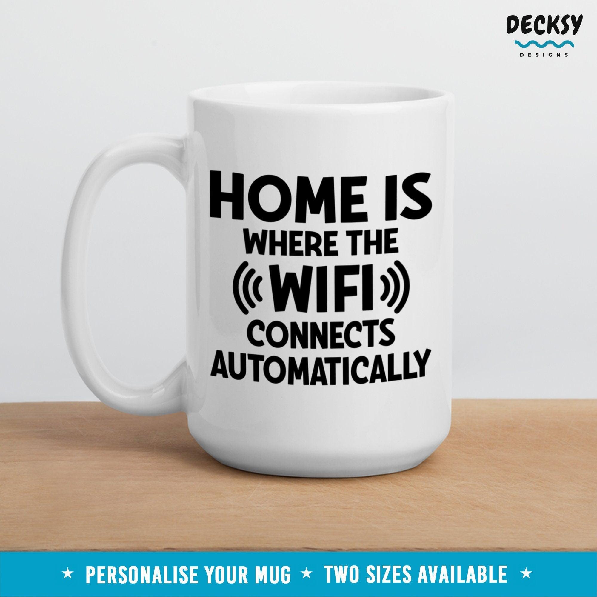 Wifi Coffee Mug, New Homeowner Gift-Home & Living:Kitchen & Dining:Drink & Barware:Drinkware:Mugs-DecksyDesigns-White Mug 11 oz-NO PERSONALISATION-DecksyDesigns