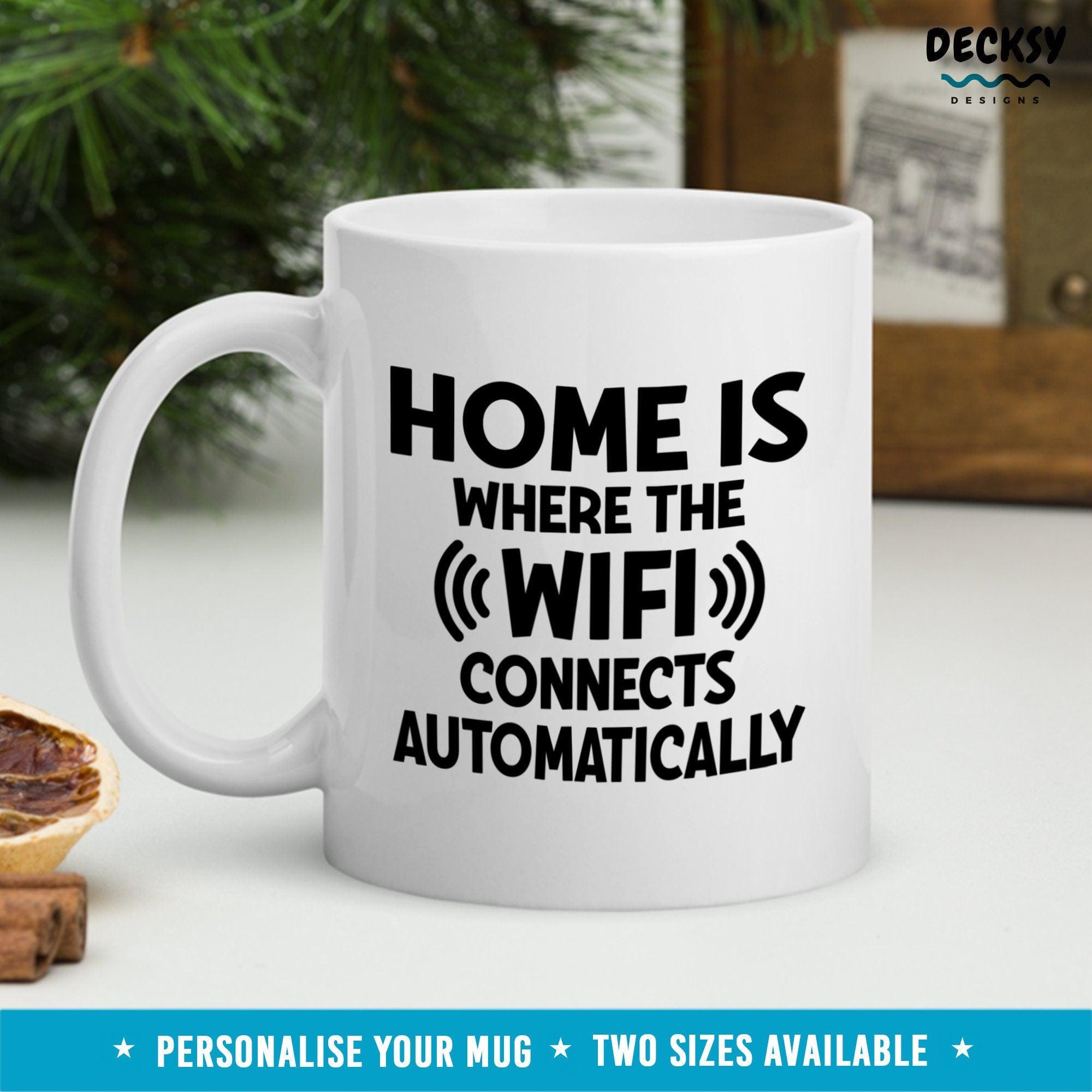 Wifi Coffee Mug, New Homeowner Gift-Home & Living:Kitchen & Dining:Drink & Barware:Drinkware:Mugs-DecksyDesigns-White Mug 11 oz-NO PERSONALISATION-DecksyDesigns