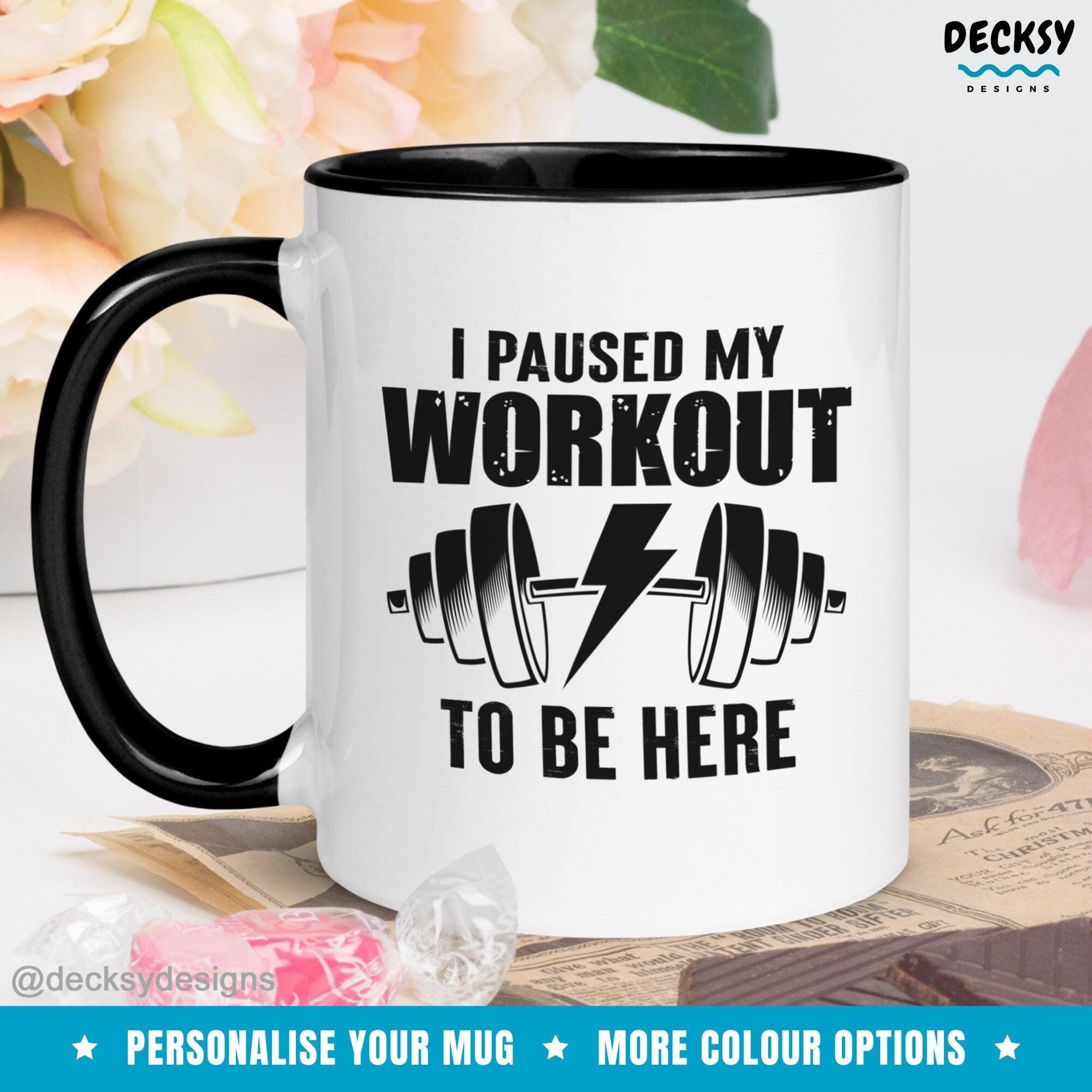 Workout Mug, Personalised Gym Lover Gift-Home & Living:Kitchen & Dining:Drink & Barware:Drinkware:Mugs-DecksyDesigns-White Mug 11 oz-NO PERSONALISATION-DecksyDesigns