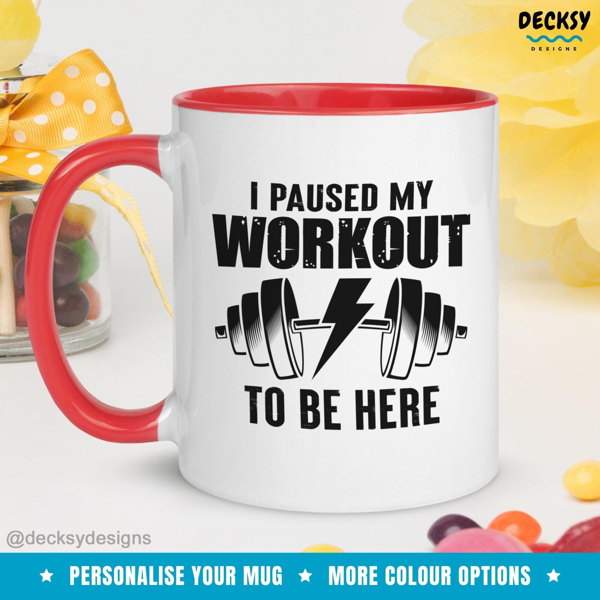 Workout Mug, Personalised Gym Lover Gift-Home & Living:Kitchen & Dining:Drink & Barware:Drinkware:Mugs-DecksyDesigns-White Mug 11 oz-NO PERSONALISATION-DecksyDesigns