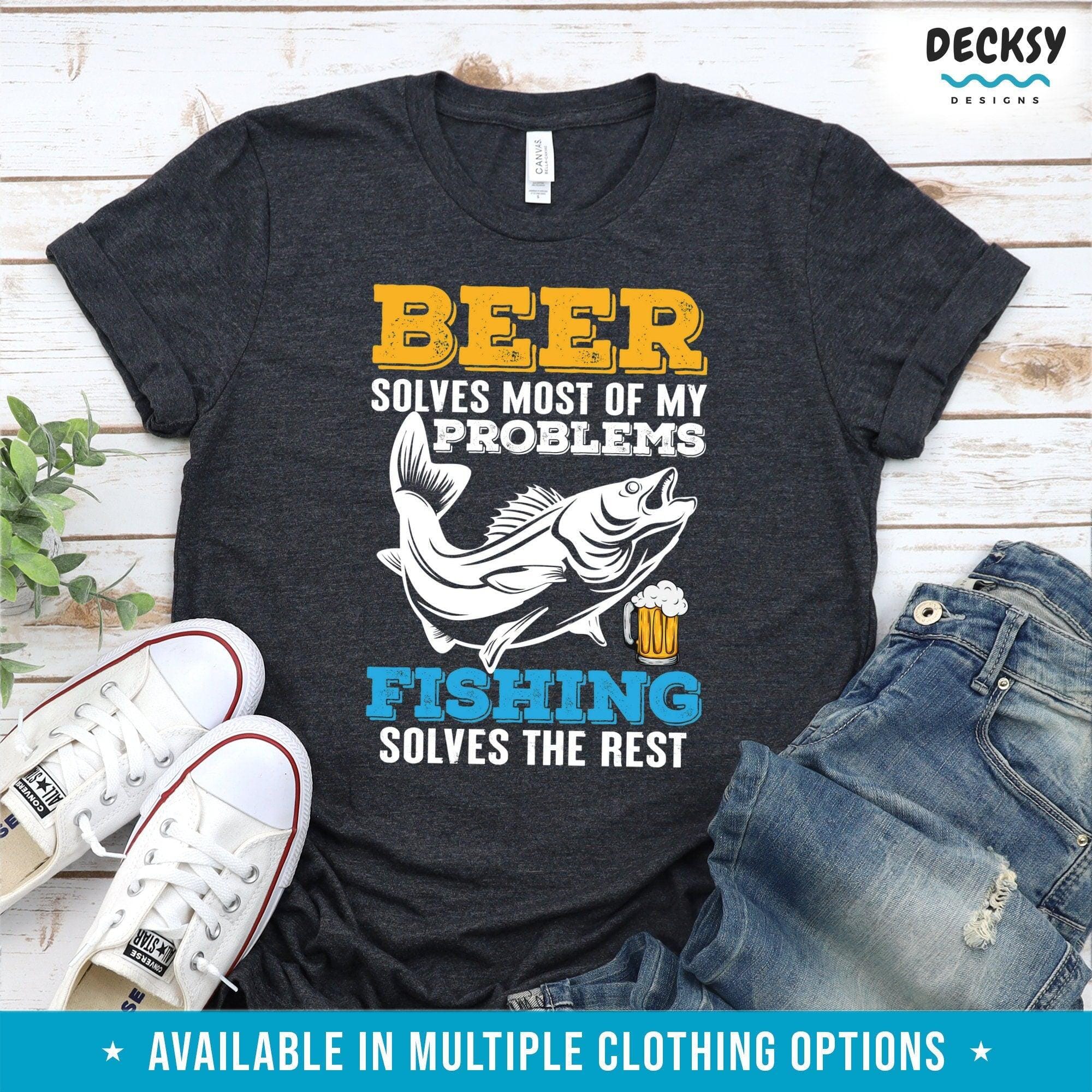 Beer And Fishing Shirt, Fishing Gift-Clothing:Gender-Neutral Adult Clothing:Tops & Tees:T-shirts:Graphic Tees-DecksyDesigns