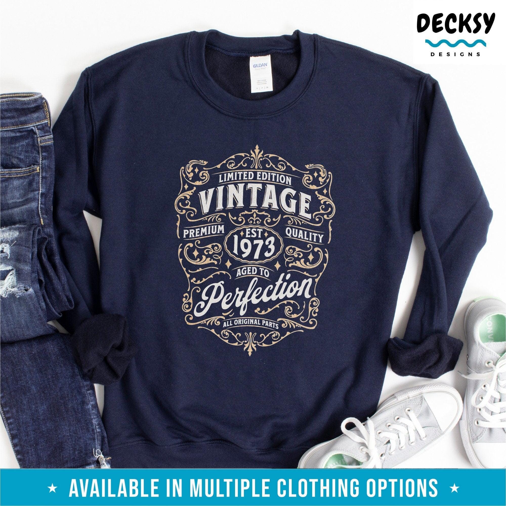Born In 1973 Shirt, 50th Birthday Gift, Vintage Retro Style 1973 Tee-Clothing:Gender-Neutral Adult Clothing:Tops & Tees:T-shirts:Graphic Tees-DecksyDesigns
